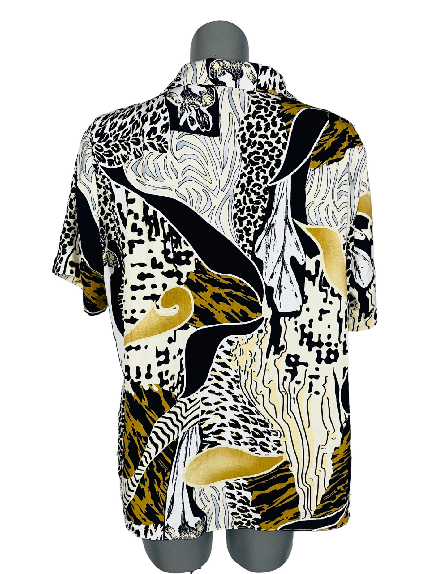 WHITE AND BLACK MULTI COLOURED BLOUSE XL