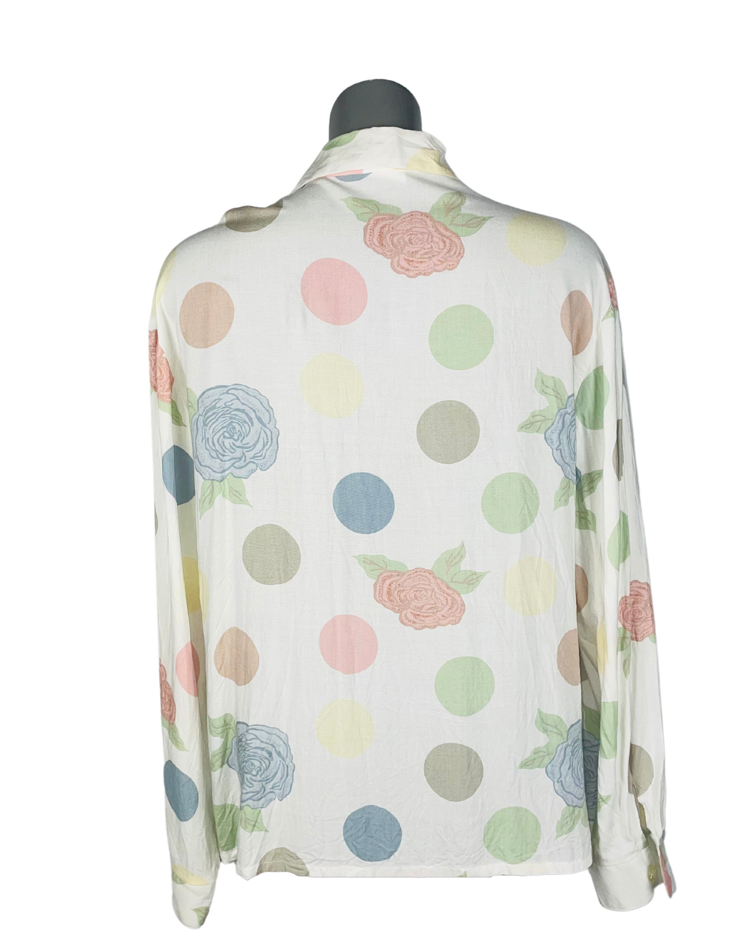 WHITE POLKA DOT BLOUSE LARGE