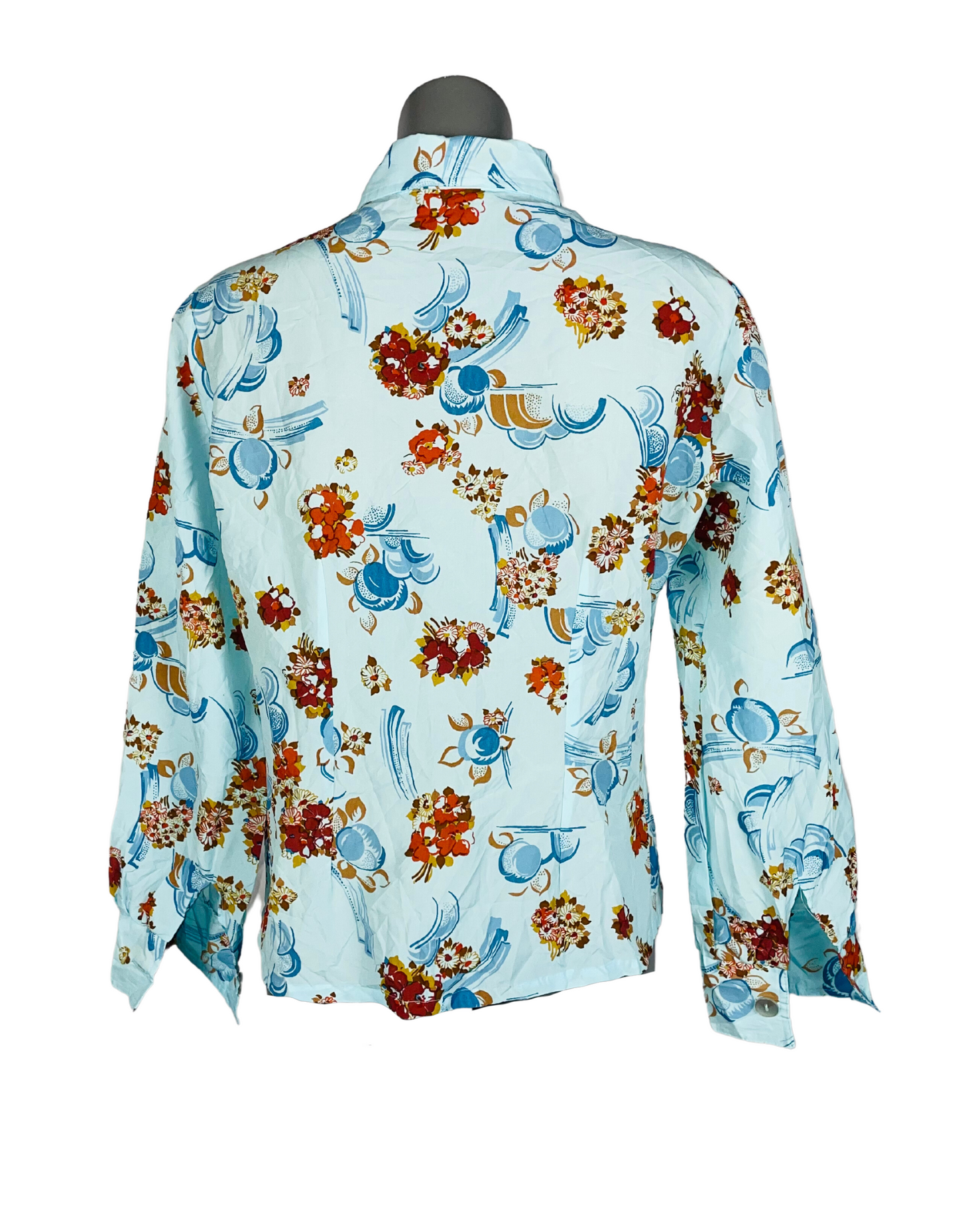 BLUE FLOWER PATTERN BLOUSE XL