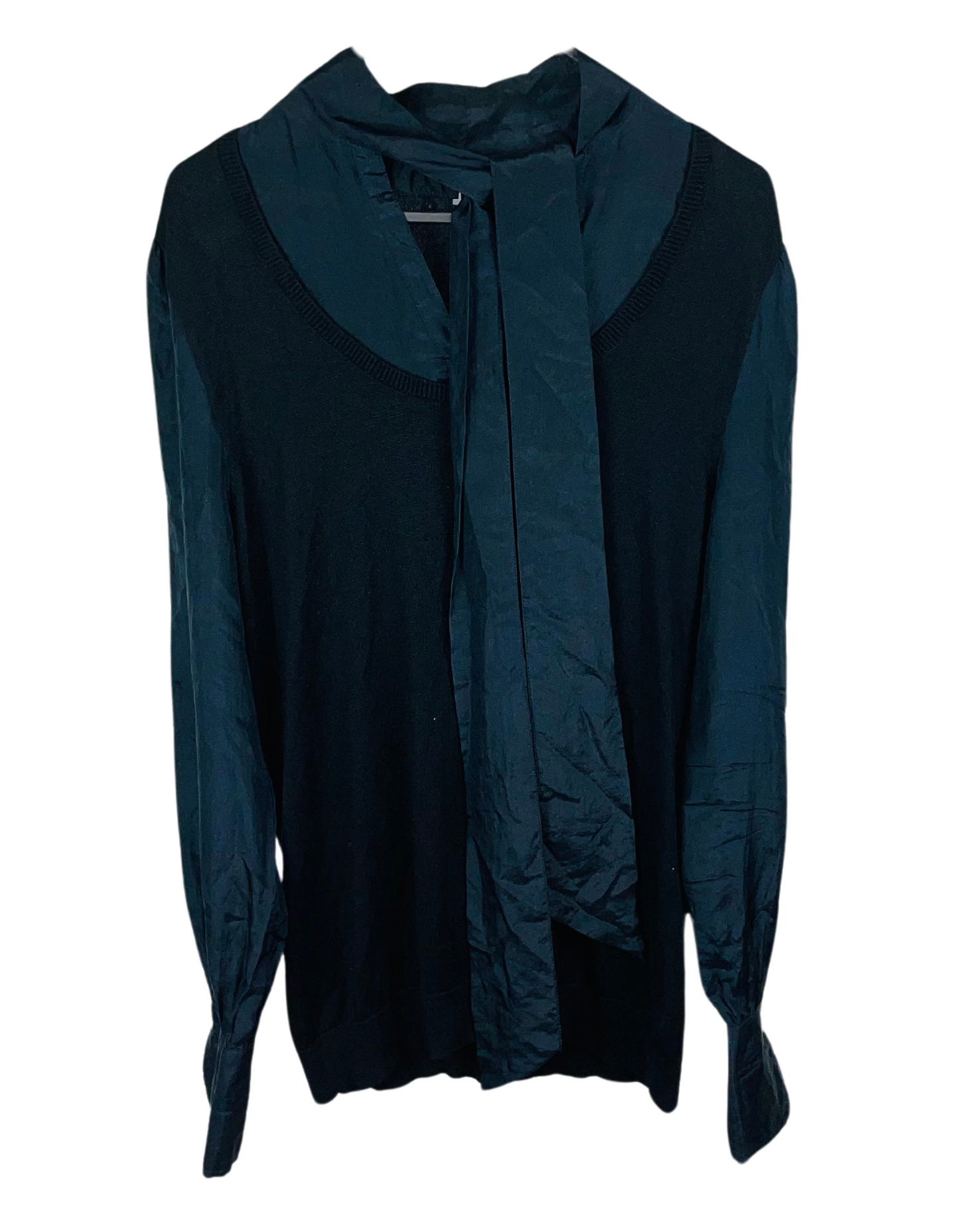BLACK TIE NECK TOP MEDIUM