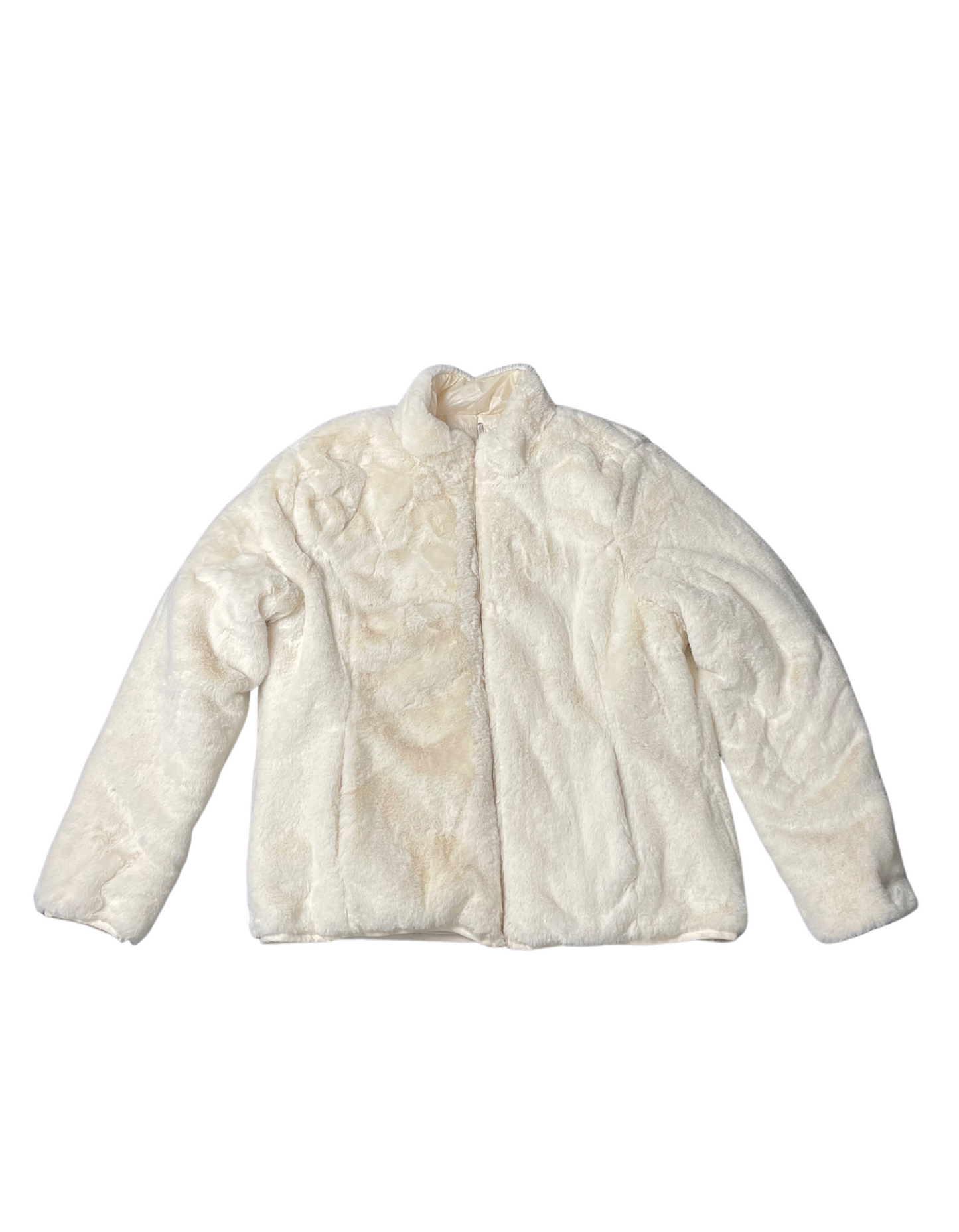WHITE FLUFFY JACKET SIZE 12