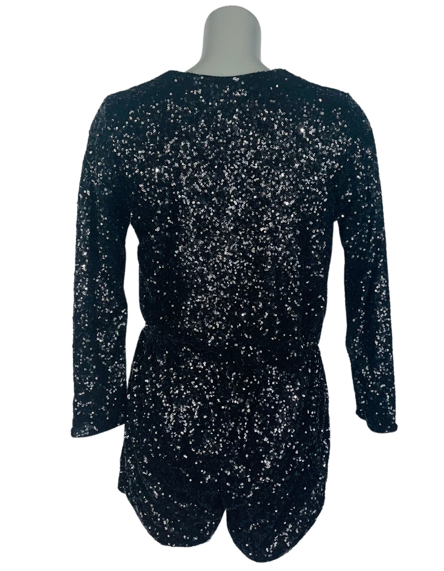 BLACK SEQUIN DESIGN PLAYSUIT SIZE 8