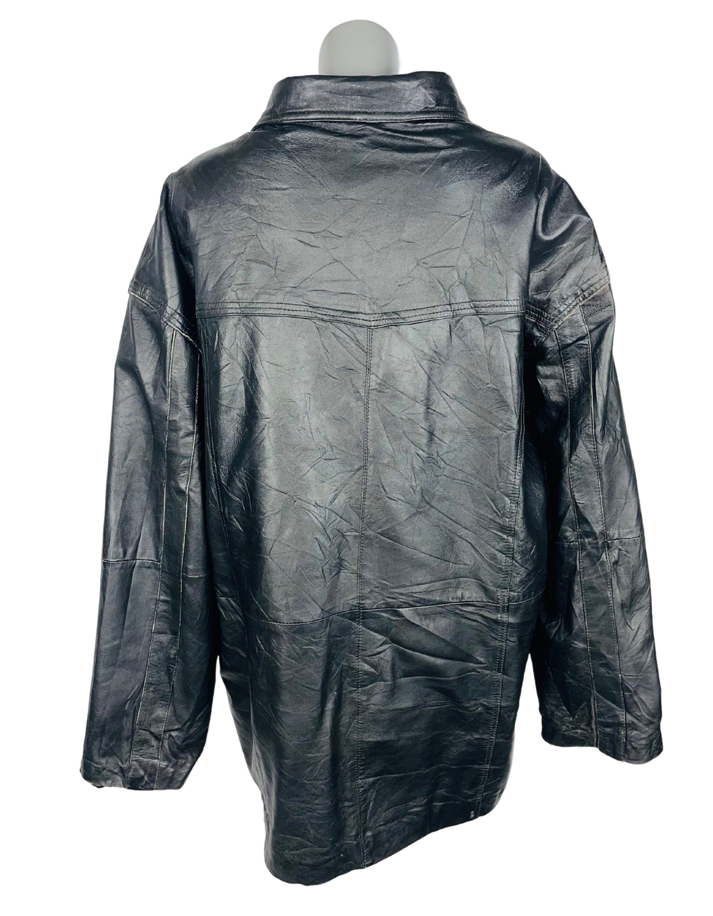 GENUINE LEATHER JACKET CITY STREET BLACK XL
