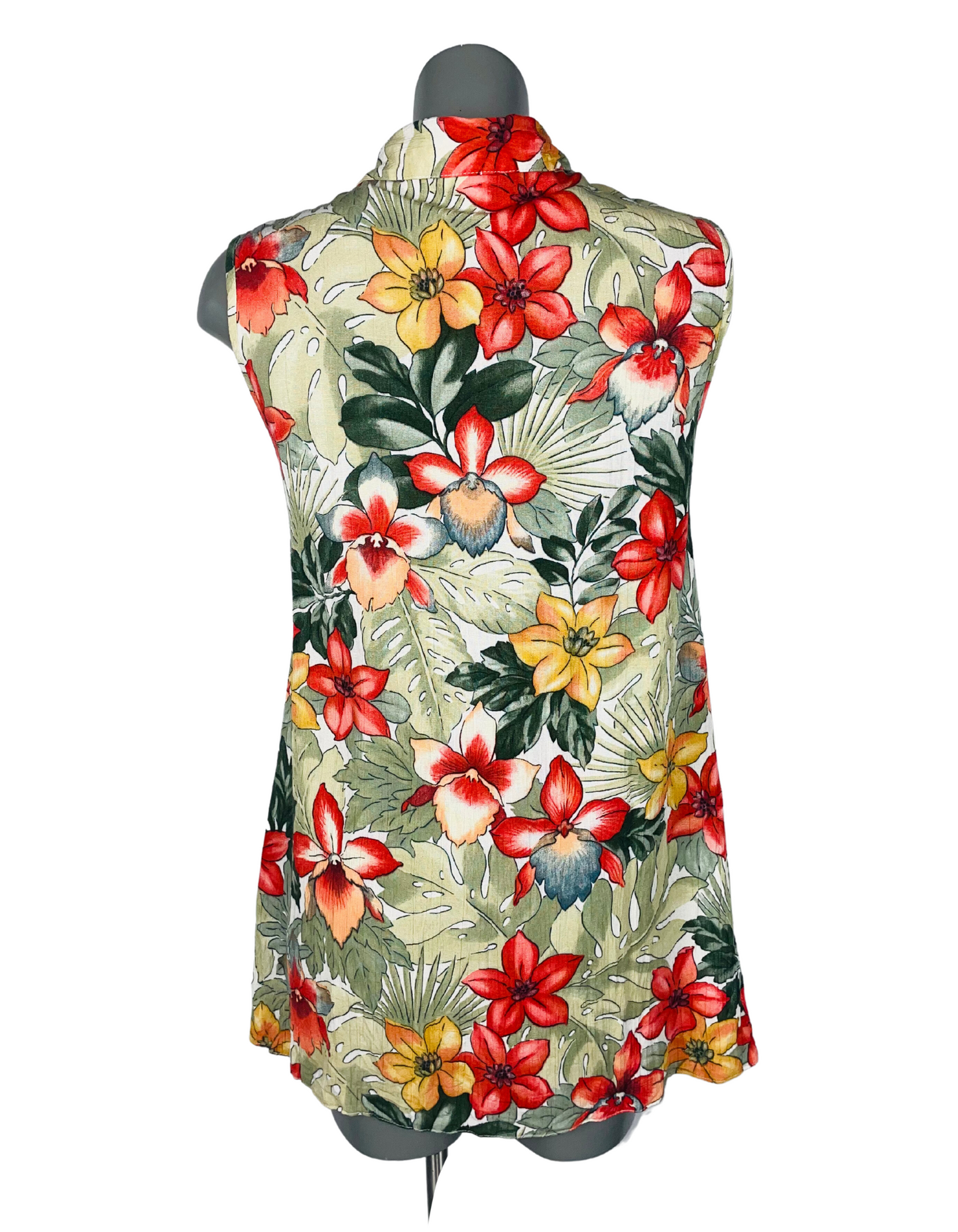 SLEEVELESS FLOWER PATTERN BLOUSE LARGE
