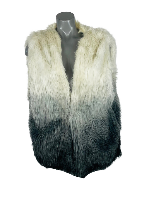 FAUX FUR GILET WHITE AND GREY SIZE 20