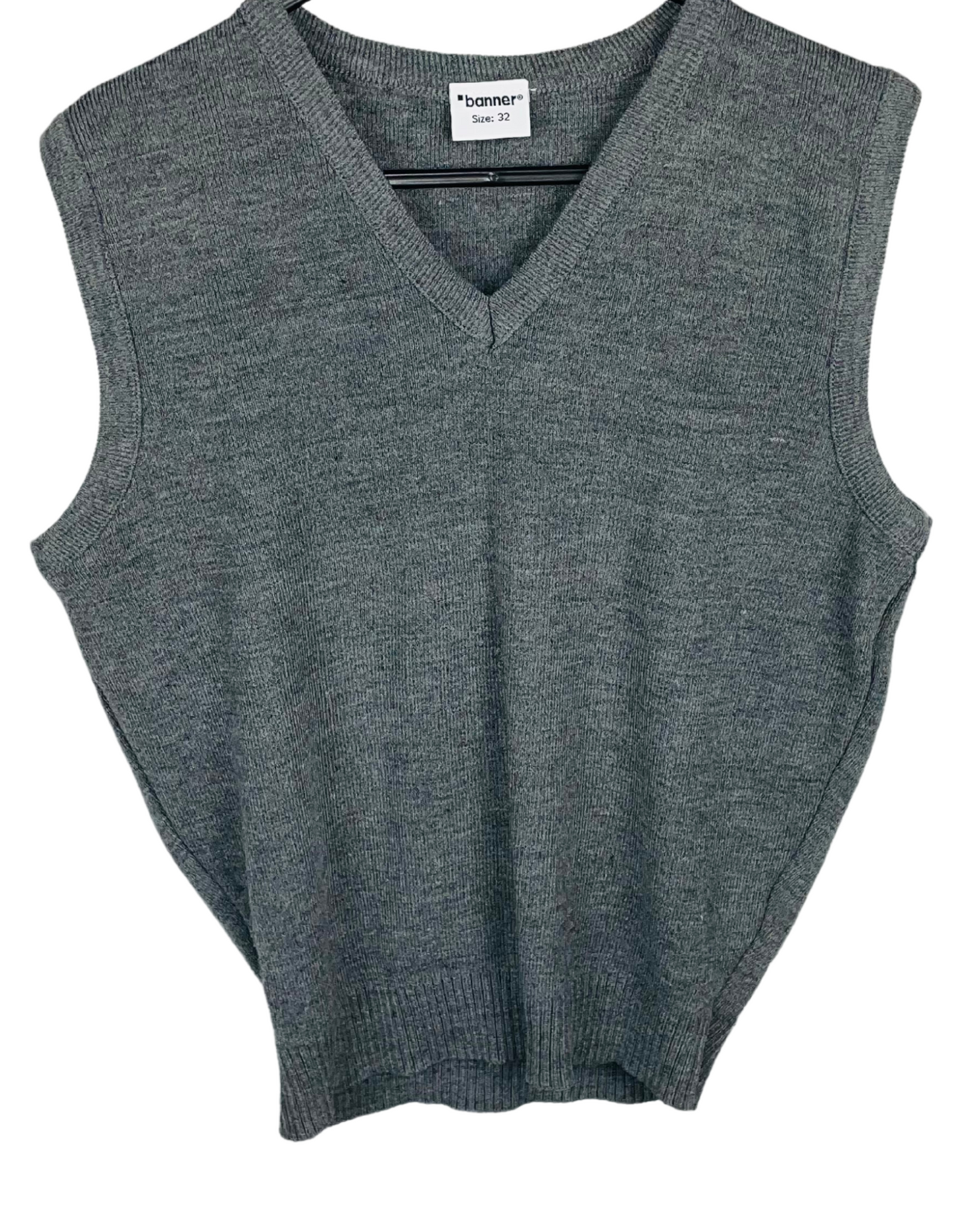 GREY BANNER SWEATER VEST MEDIUM