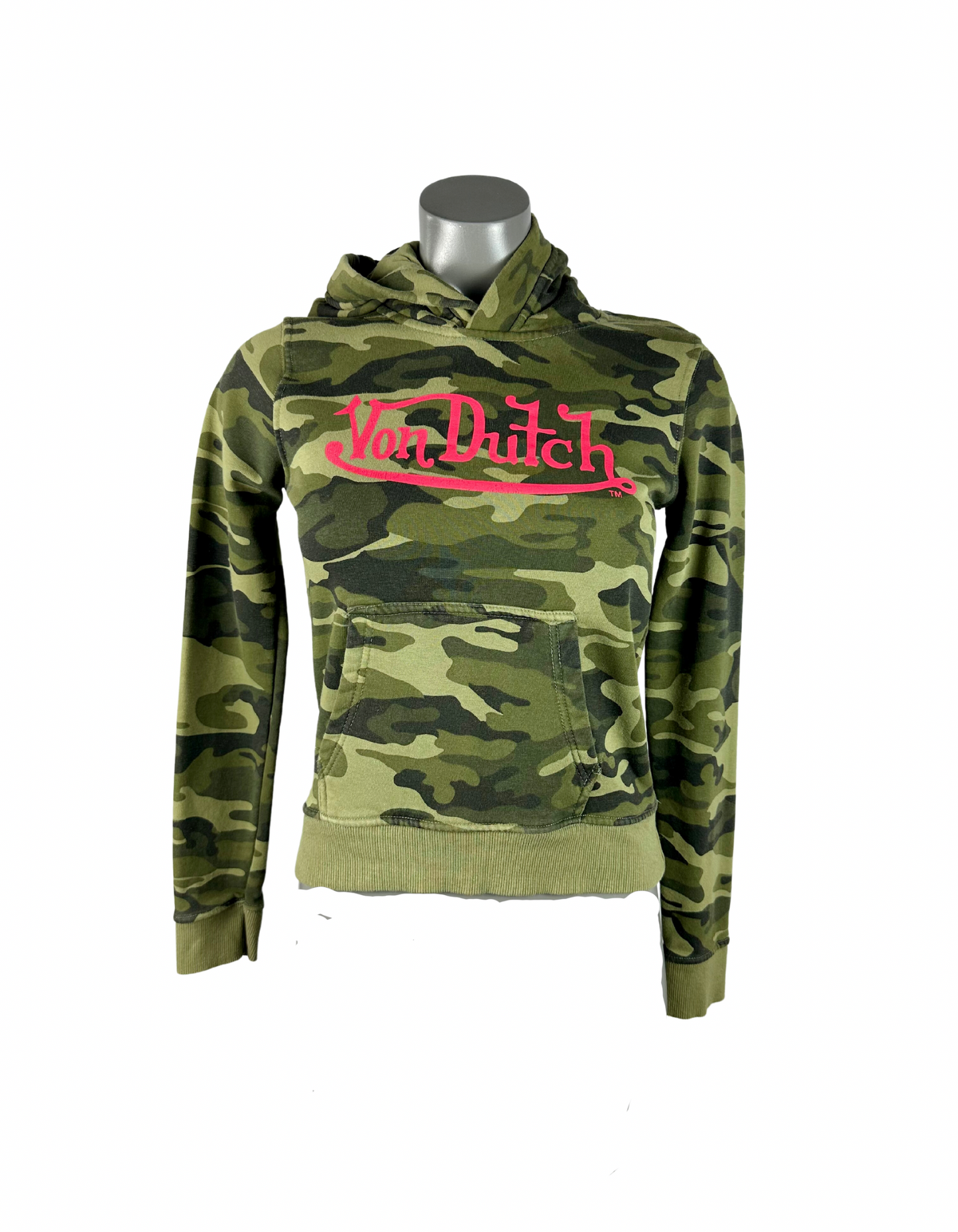 VON DUTCH PULLOVER CAMO HOODIE GREEN CHILD SIZE 11-12 YEARS
