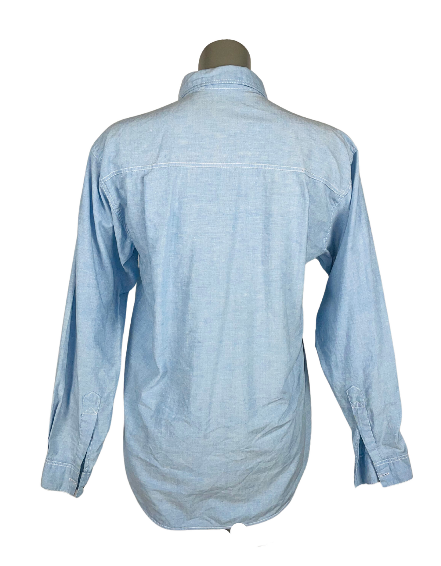 BLUE AND WHITE LONG SLEEVE LADY D SHIRT SMALL