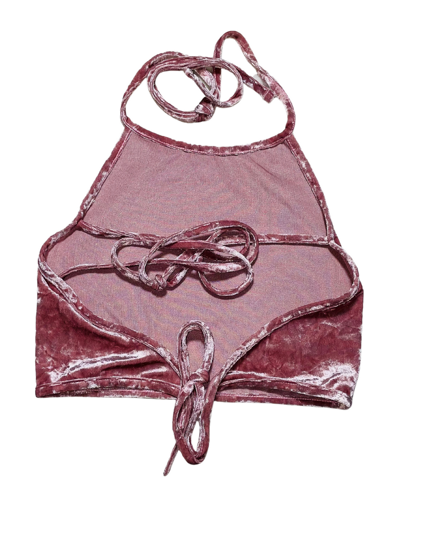 PINK VELOUR CROP TOP SMALL