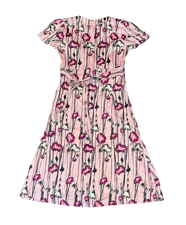 SHORT SLEEVE V NECK FLORAL DRESS - 8