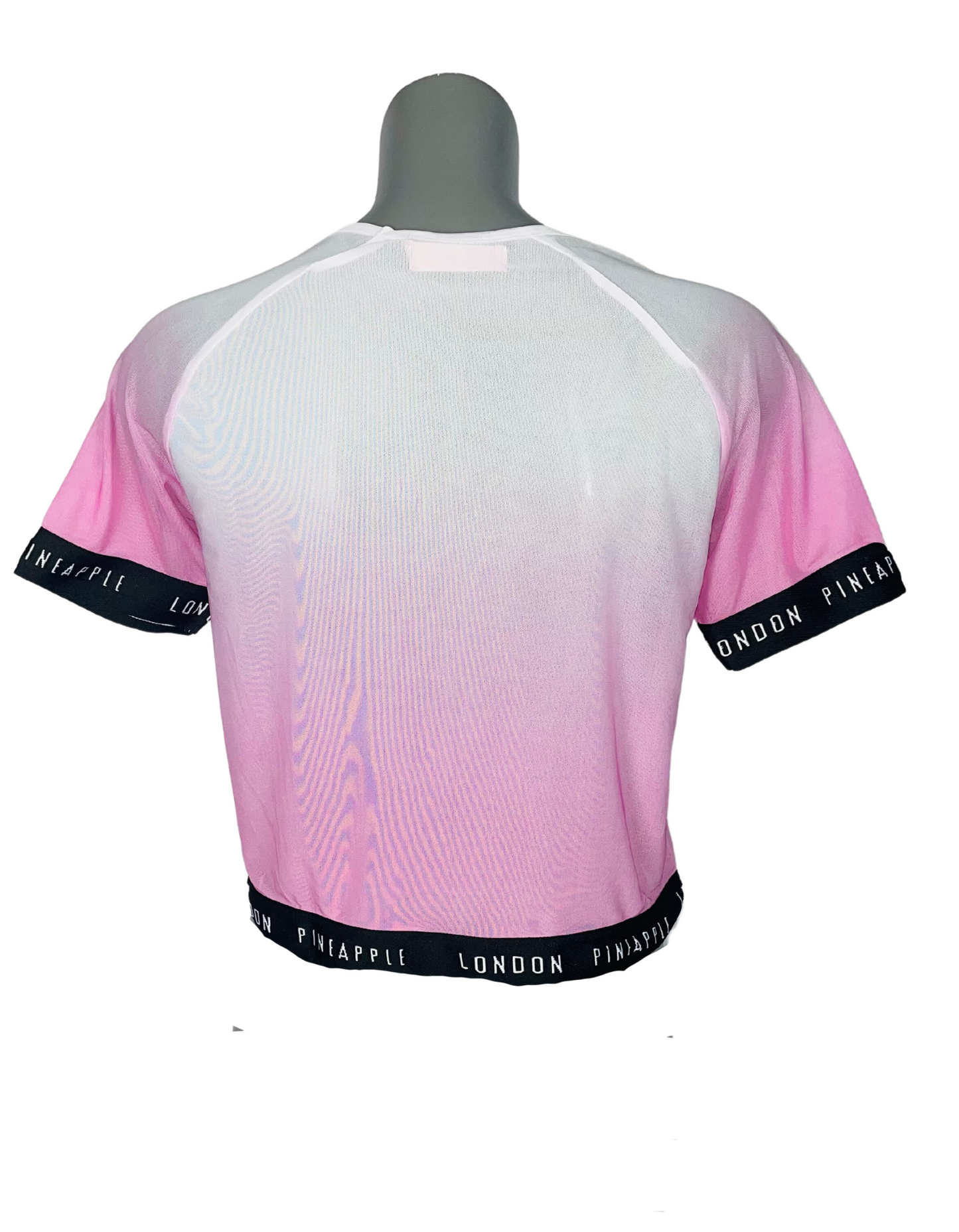 PINK AND WHITE PINEAPPLE MESH CROP TOP SMALL