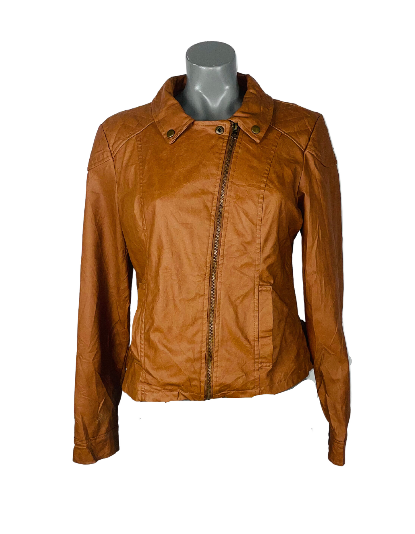 BROWN LEATHER JACKET RUE21 SMALL