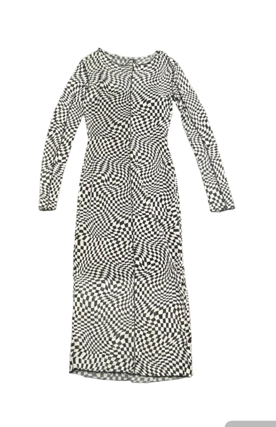 MESH LONG SLEEVE OPTICAL DRESS NEW - 8
