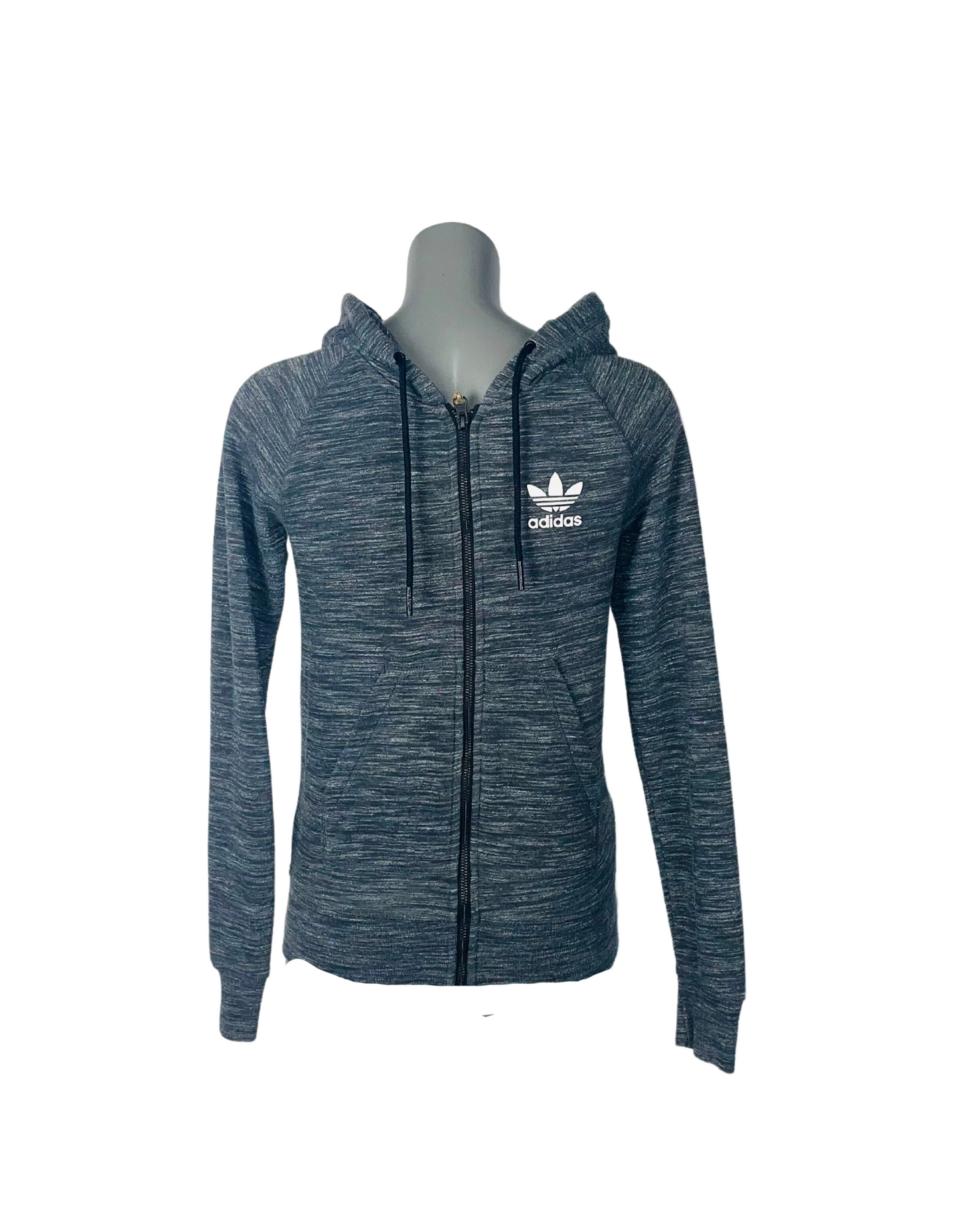 GREY ADIDAS HOODED JACKET SIZE 6