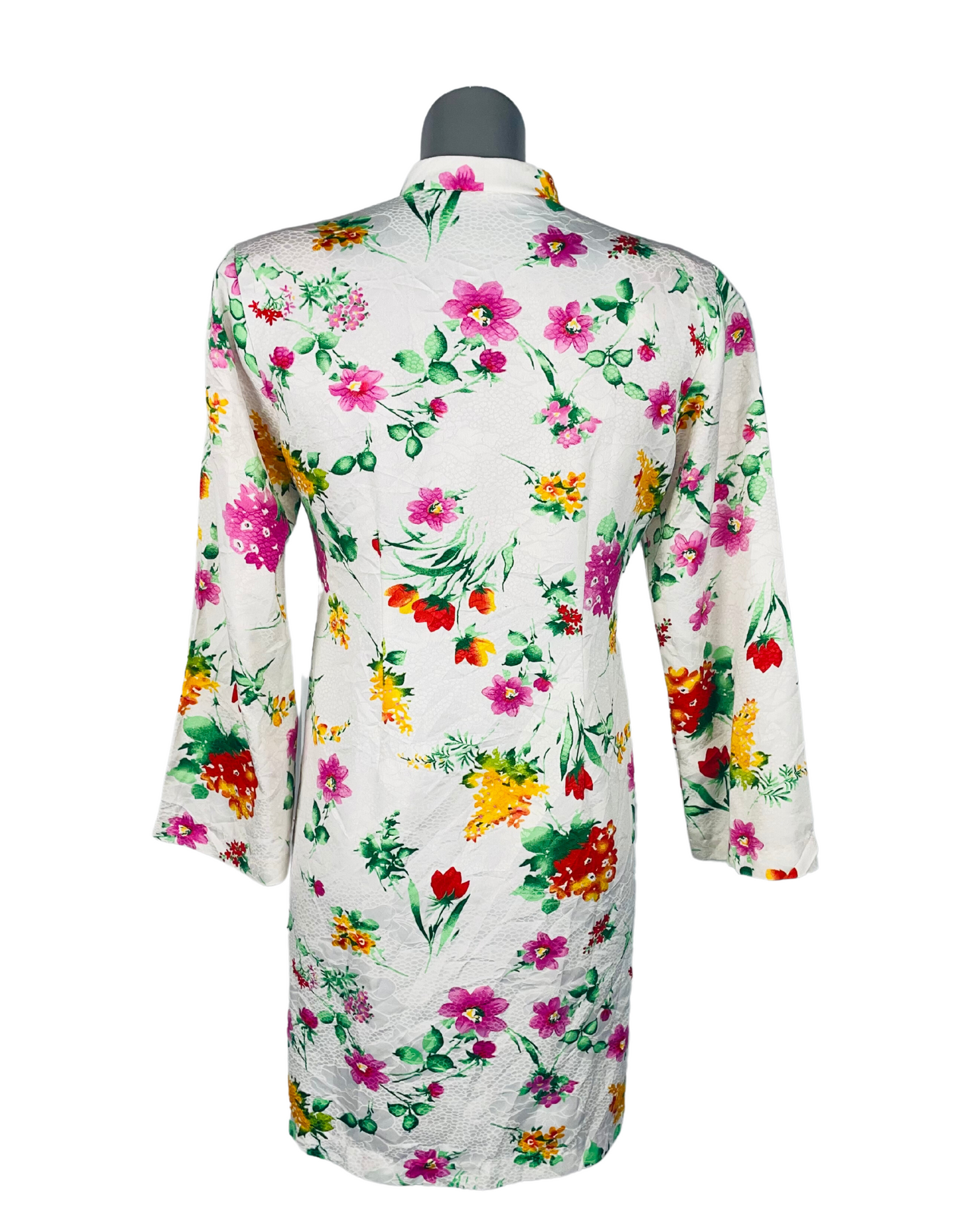 LONG FLOWER COLOUR PRINT BLOUSE SMALL