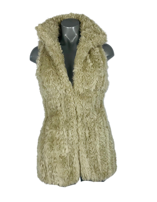 CREAM FAUX FUR GILET SIZE 6