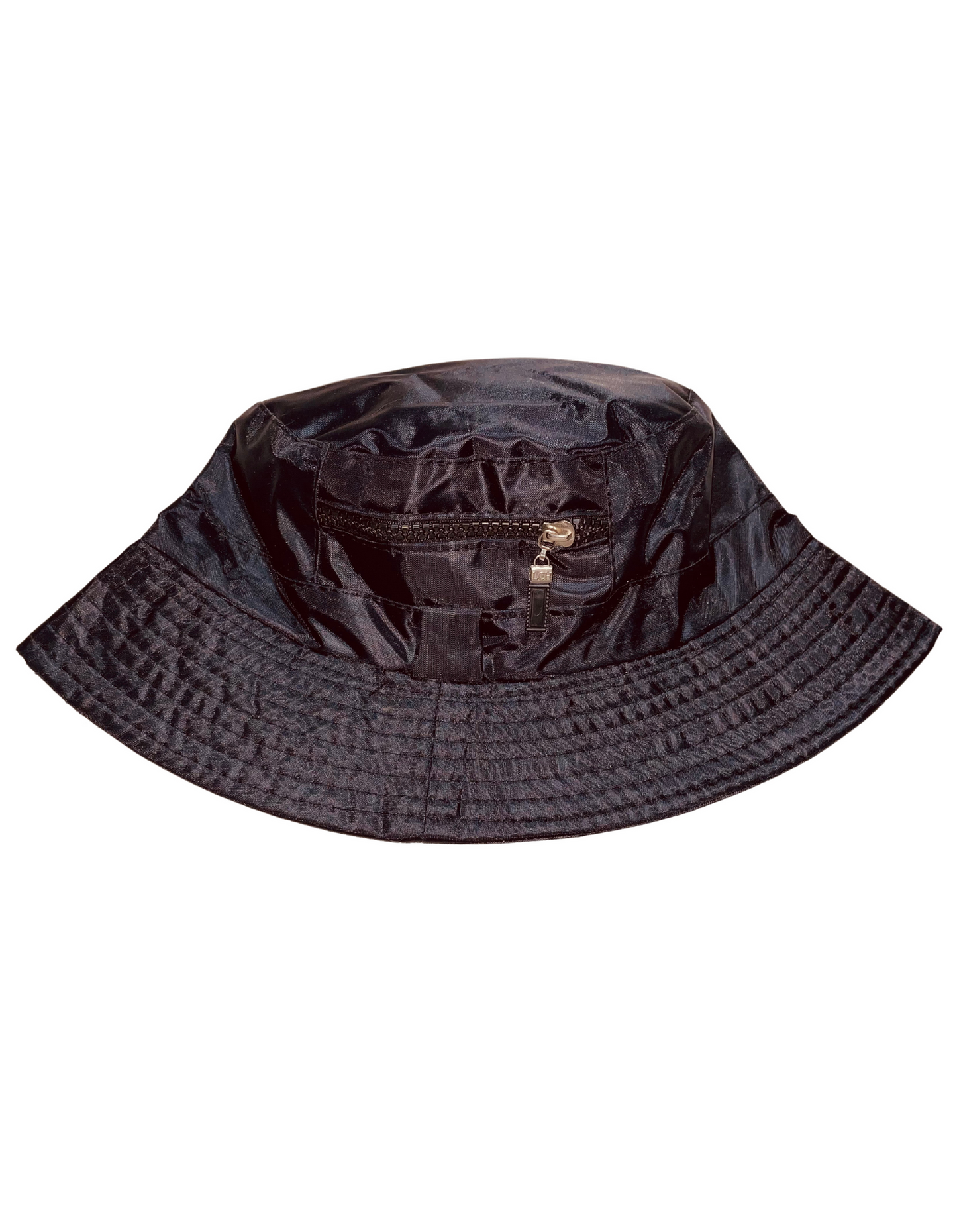 BLACK BUCKET HAT FRONT ZIP POCKET