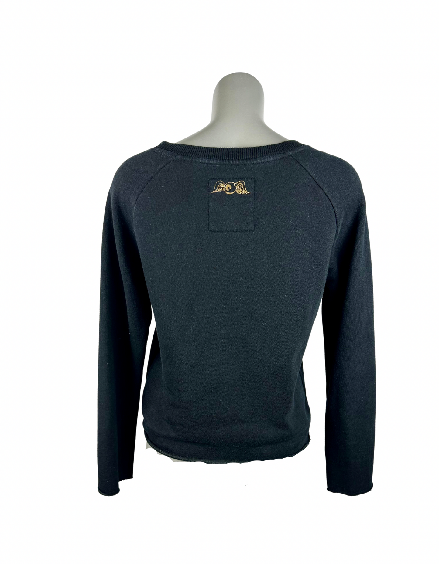 VON DUTCH SEQUIN DETAIL BLACK AND GOLD JUMPER XS