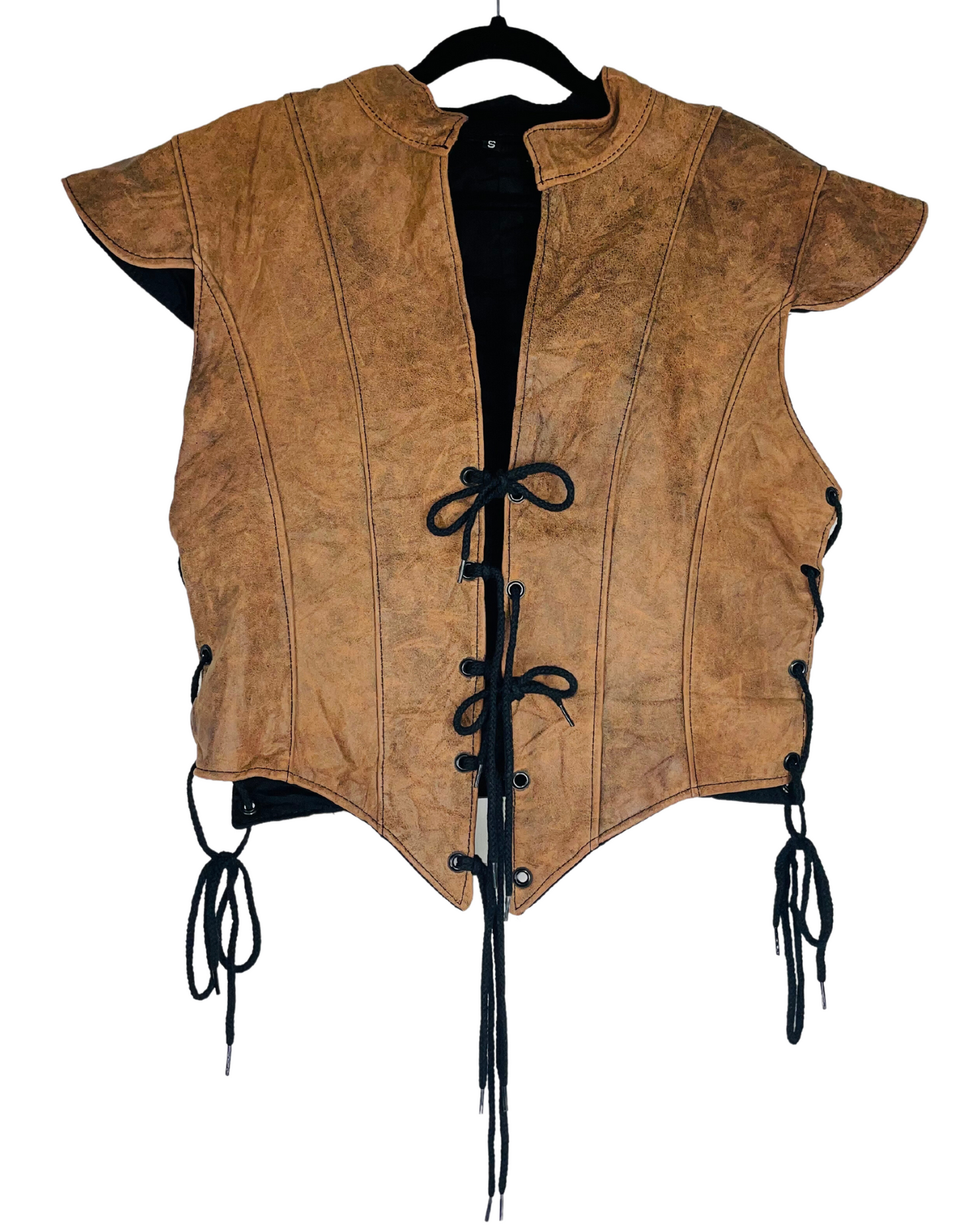 GENUINE LEATHER GILET BROWN SMALL