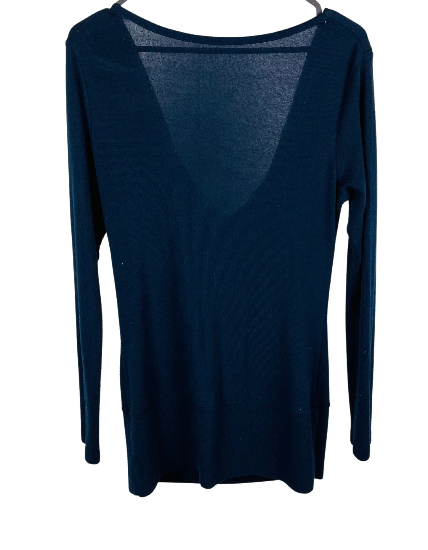 BLUE SEQUIN SCOOP NECK KNITTED TOP MEDIUM