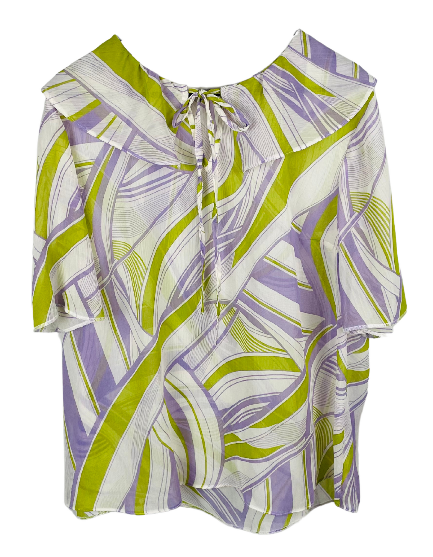 WHITE, GREEN PURPLE BLOUSE SIZE 12