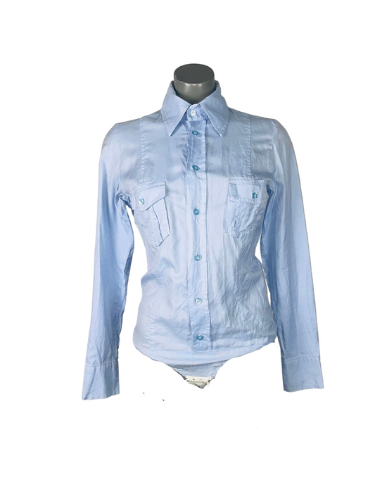 BLUE SHIRT BODYSUIT SMALL