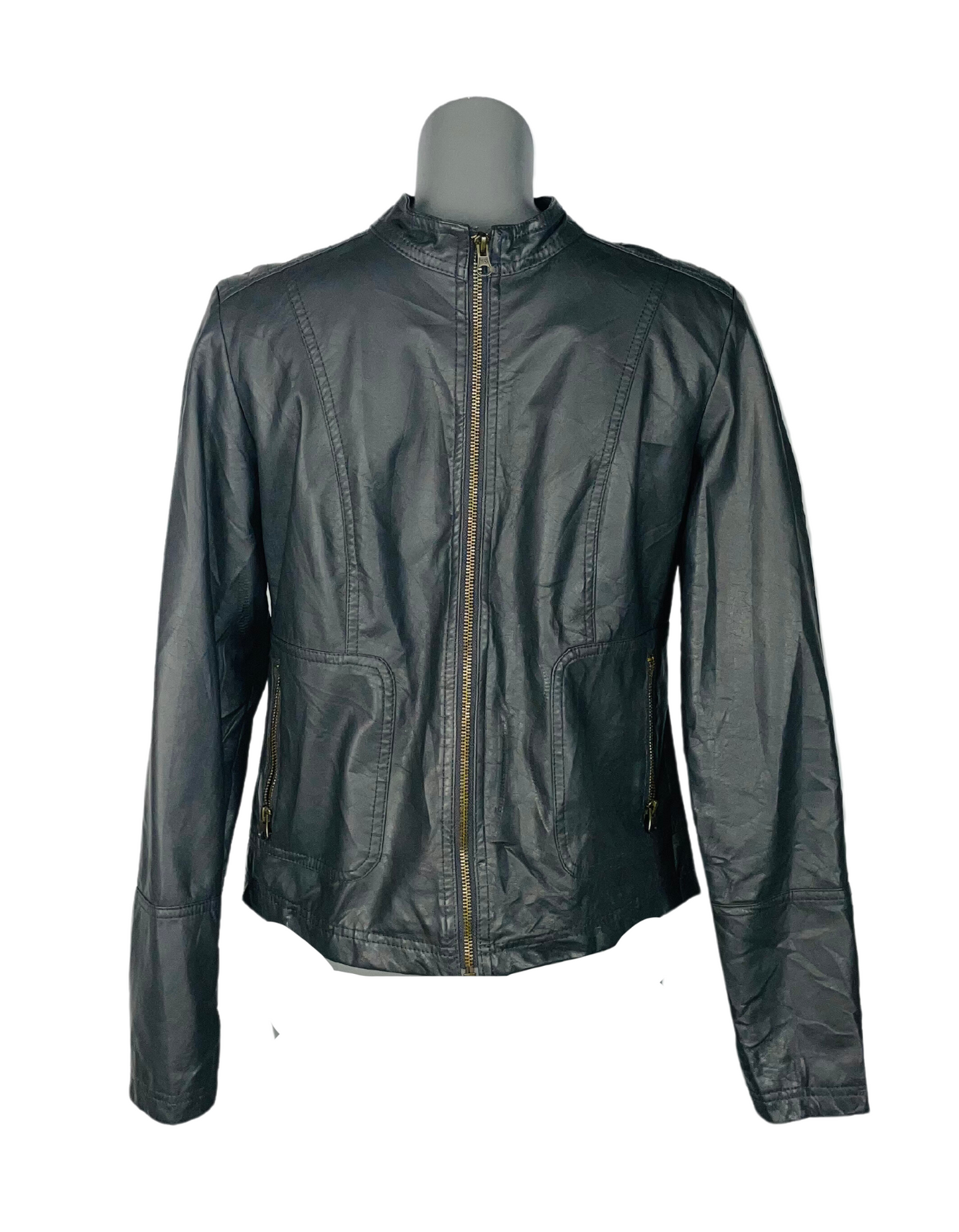 GREY LEATHER JACKET FADED GLORY MEDIUM