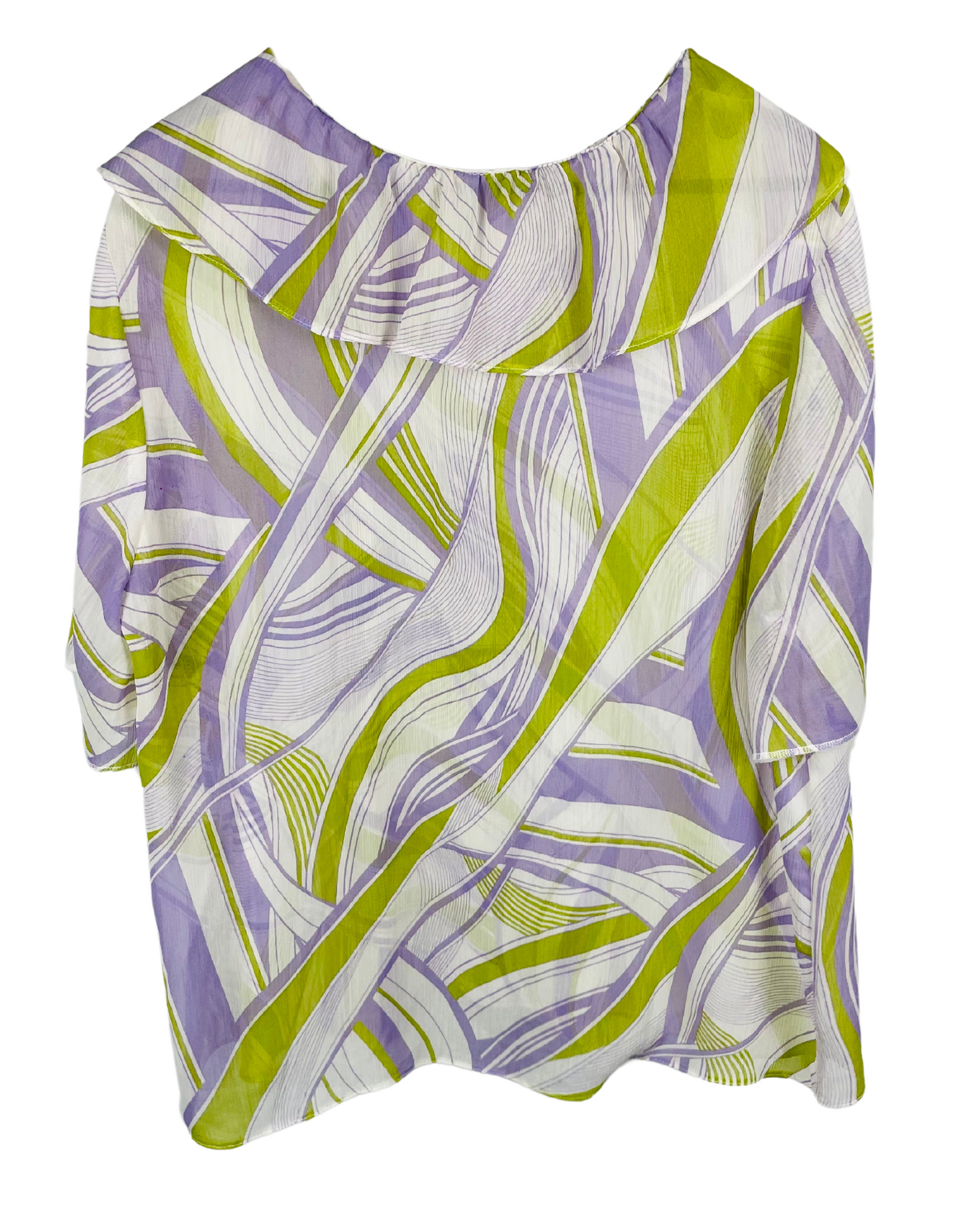 WHITE, GREEN PURPLE BLOUSE SIZE 12