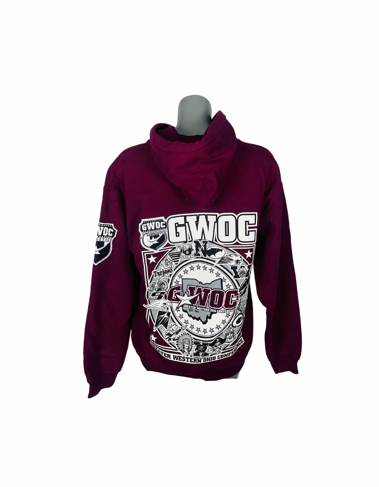 BURGUNDY SPORTS LOGO HOODIE