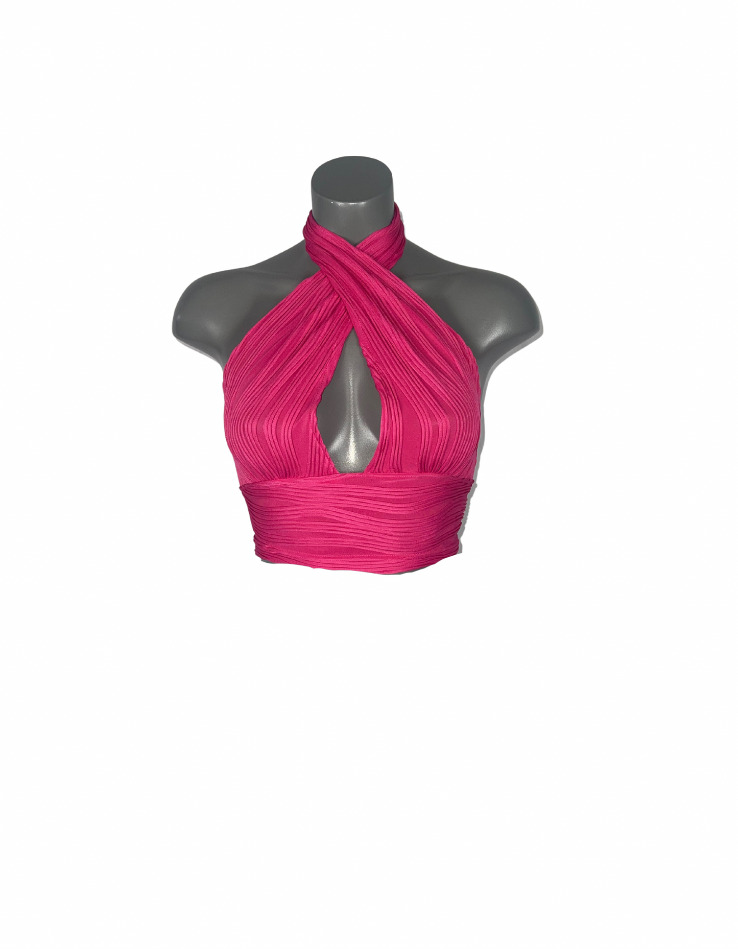 PINK HALTERNECK CROP TOP SIZE M