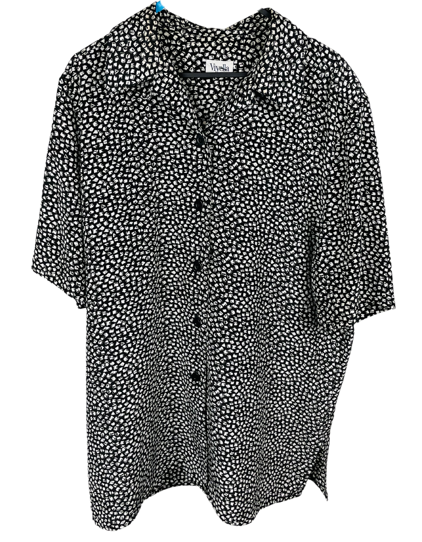 BLACK WHITE VIYELLA BLOUSE SIZE 14