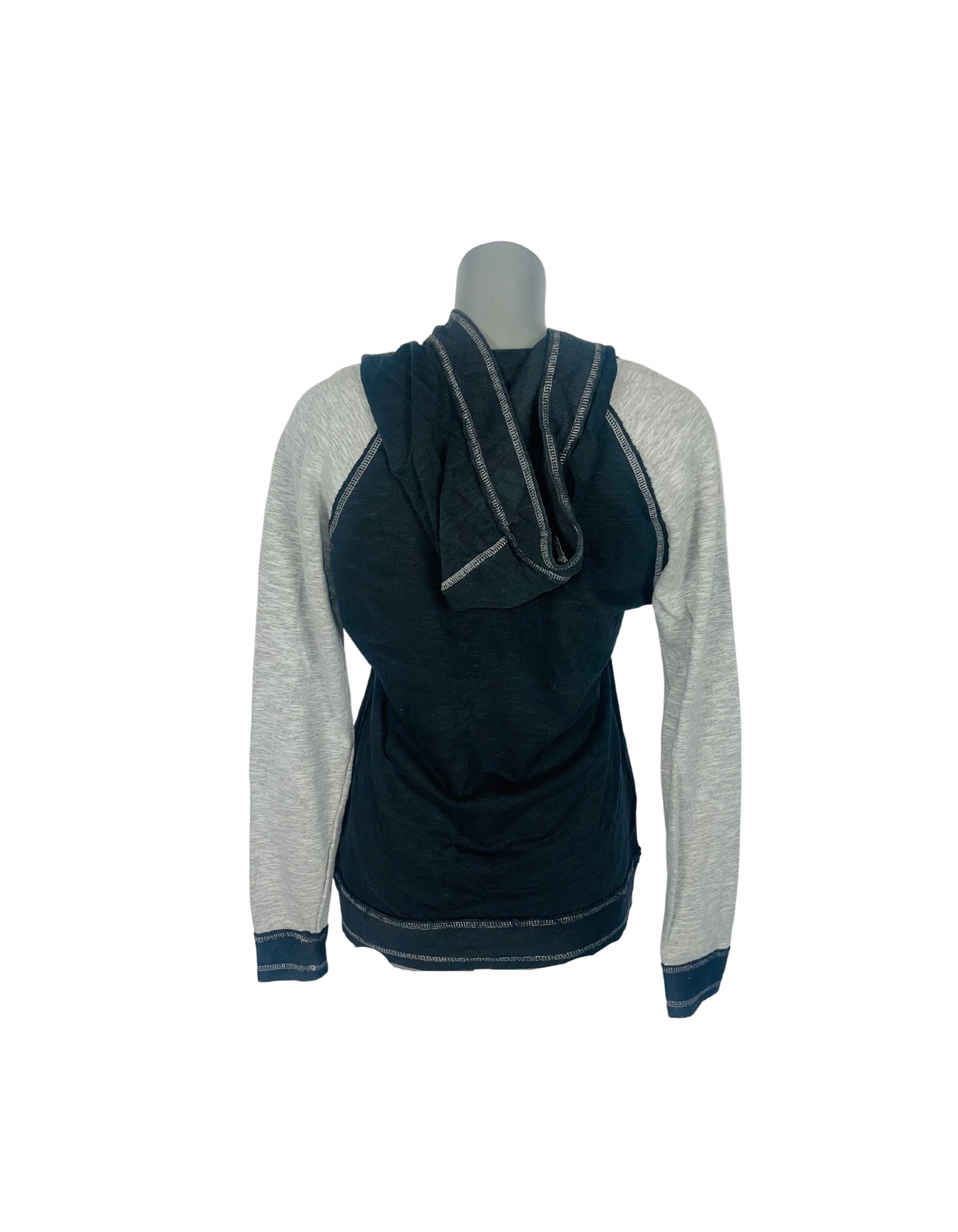 BLACK AND GREY LOGO HOODIE SIZE M