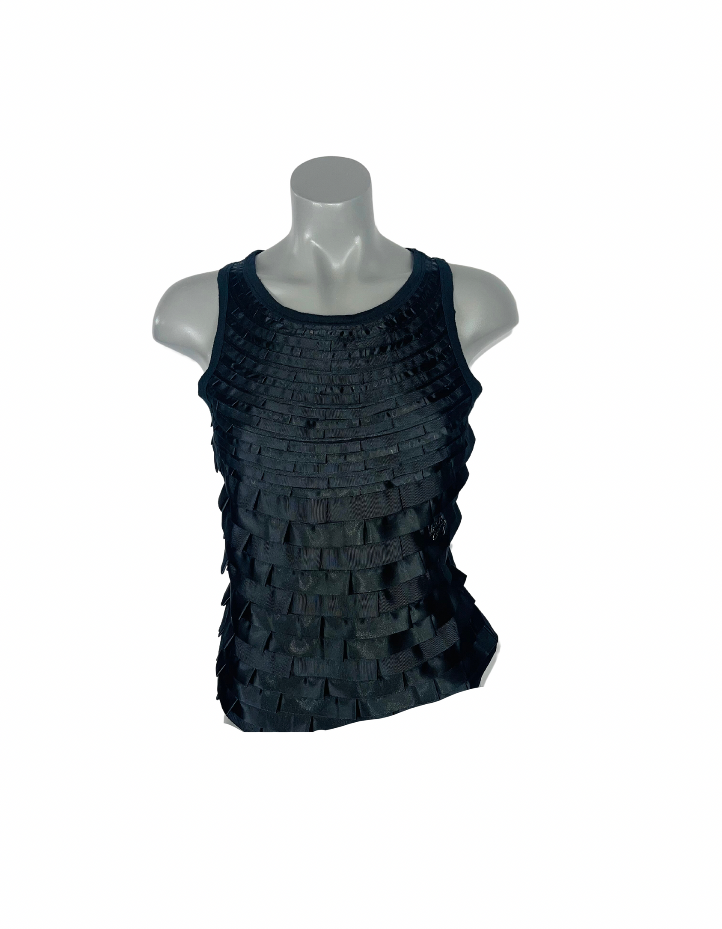MISS SIXTY BLACK RUFFLE DETAIL TANK TOP