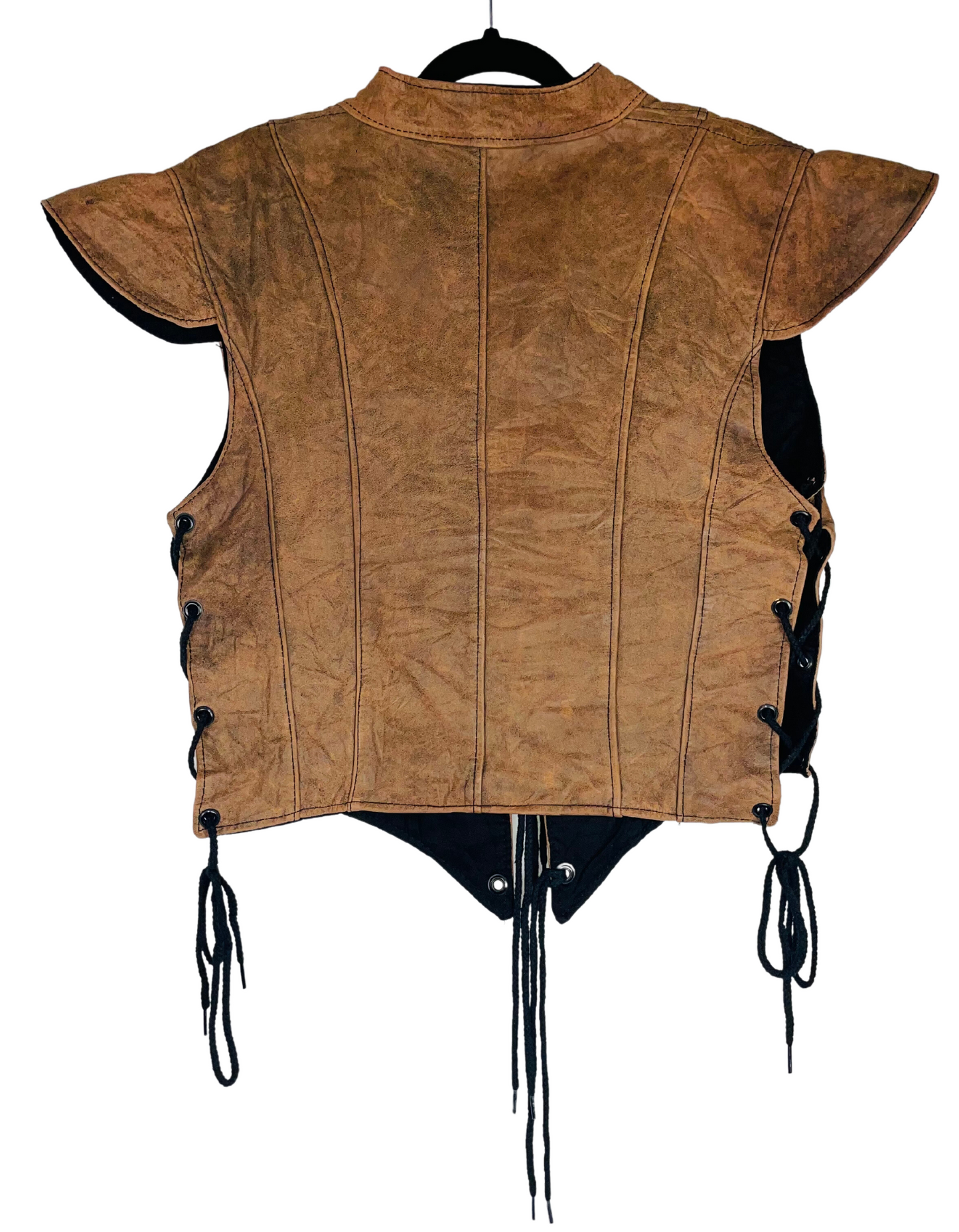 GENUINE LEATHER GILET BROWN SMALL