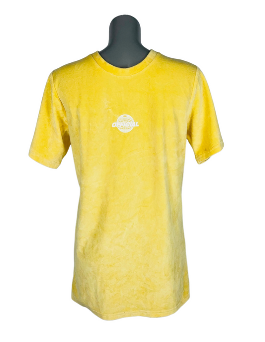 BOOHOO MAN YELLOW VELOUR T-SHIRT SMALL
