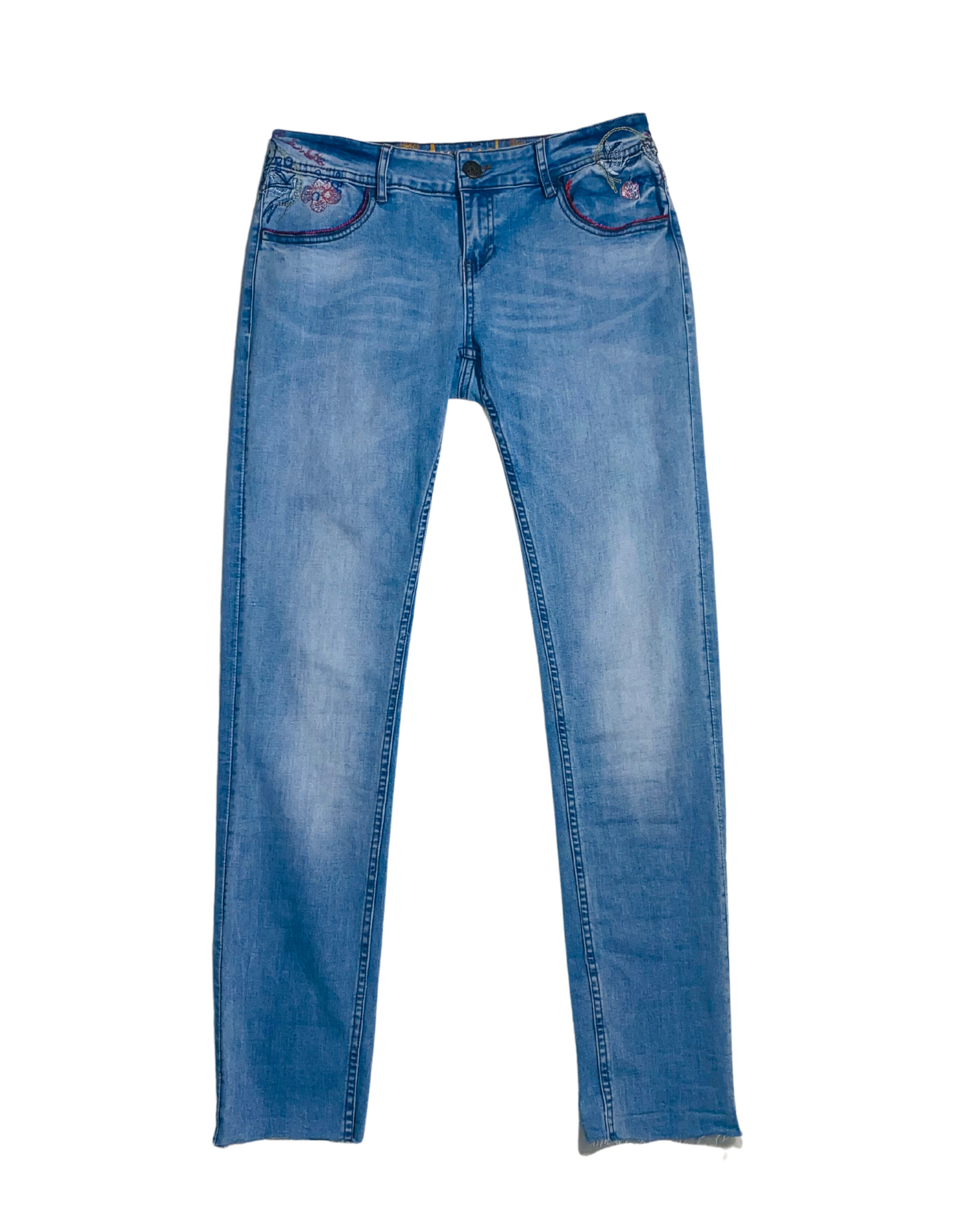 DESIGUAL BLUE FLOWER PRINT DENIM JEANS