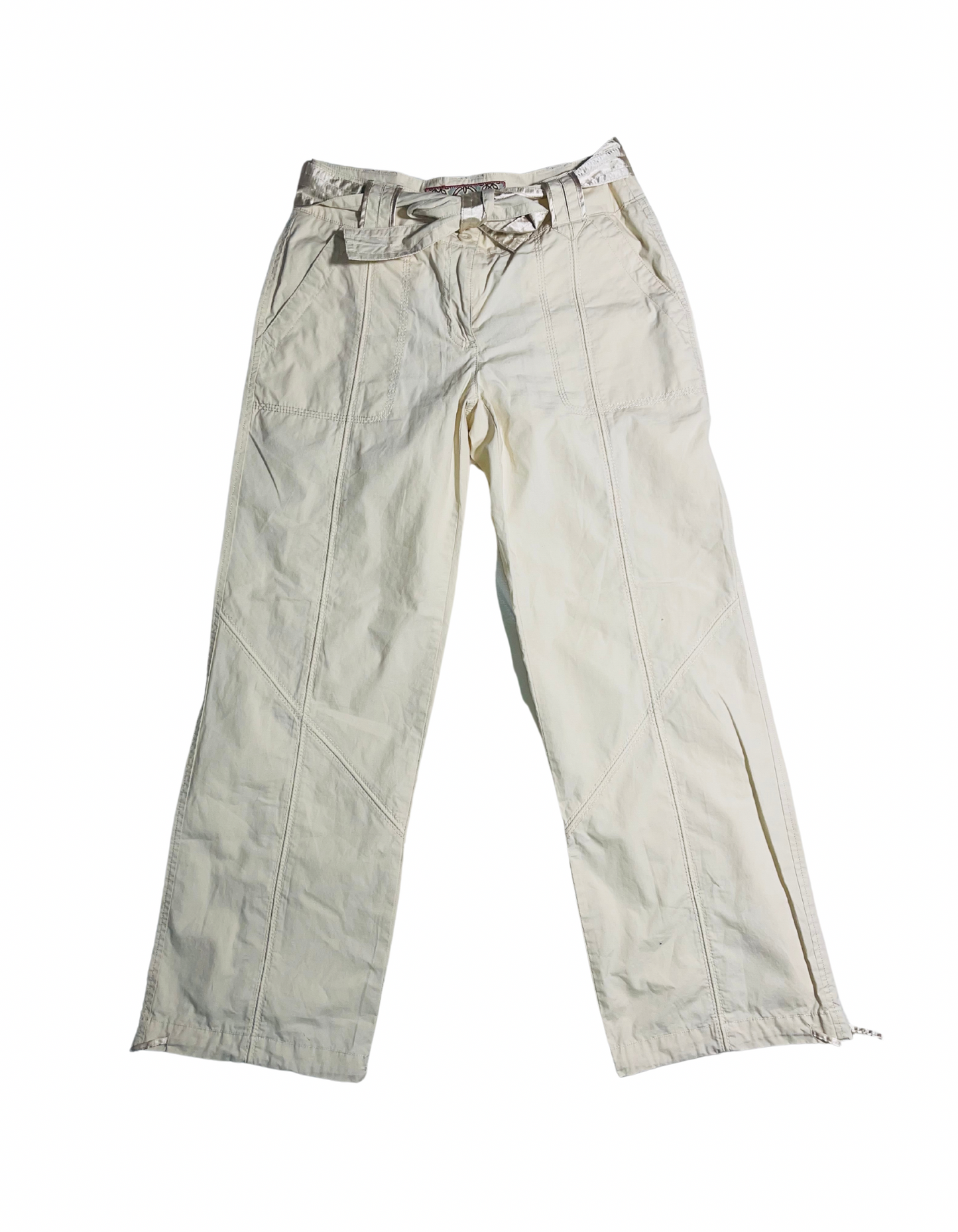 CREAM CARGO TROUSERS SIZE 8 PETITE (W-28”)(L-29”)