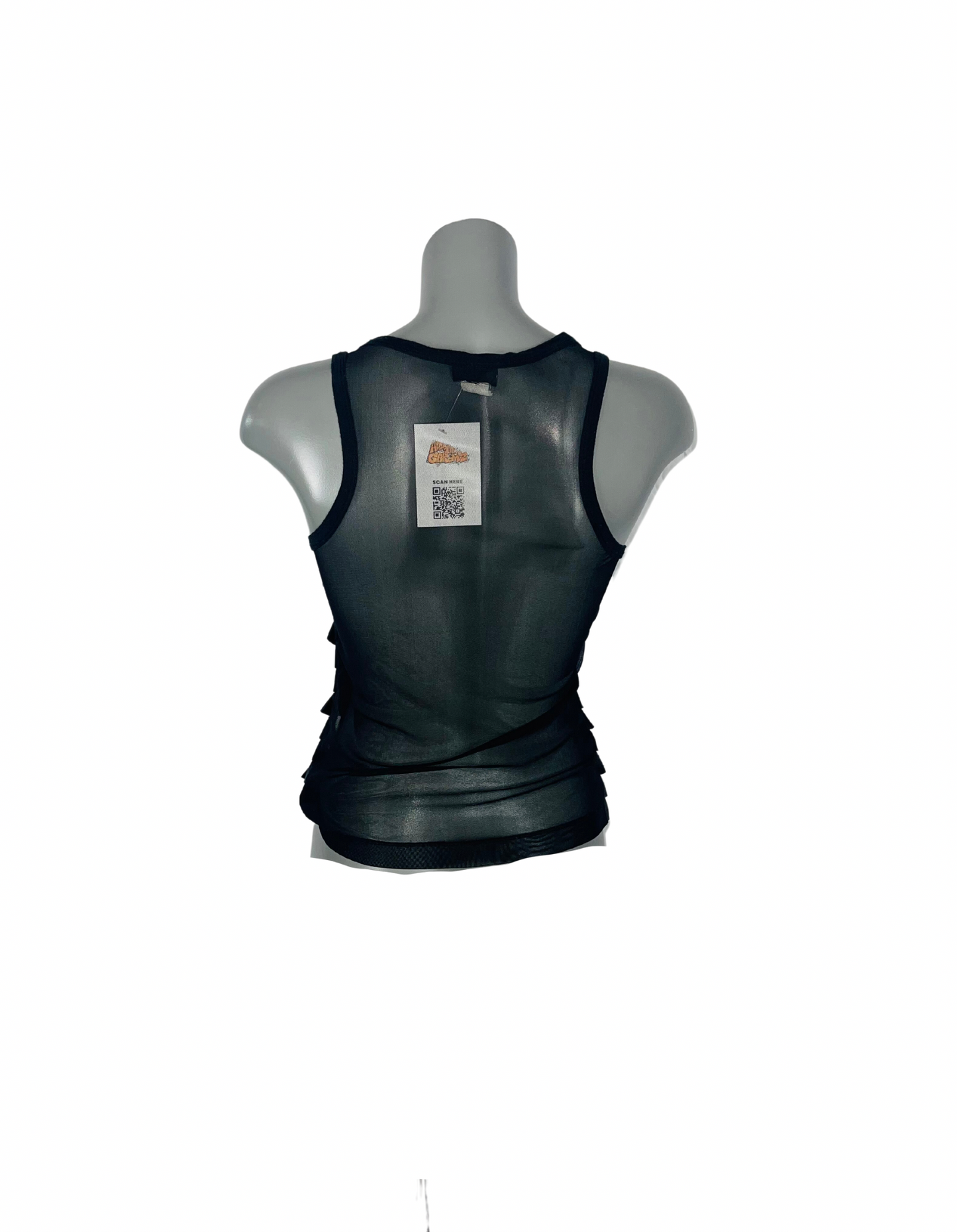 MISS SIXTY BLACK RUFFLE DETAIL TANK TOP