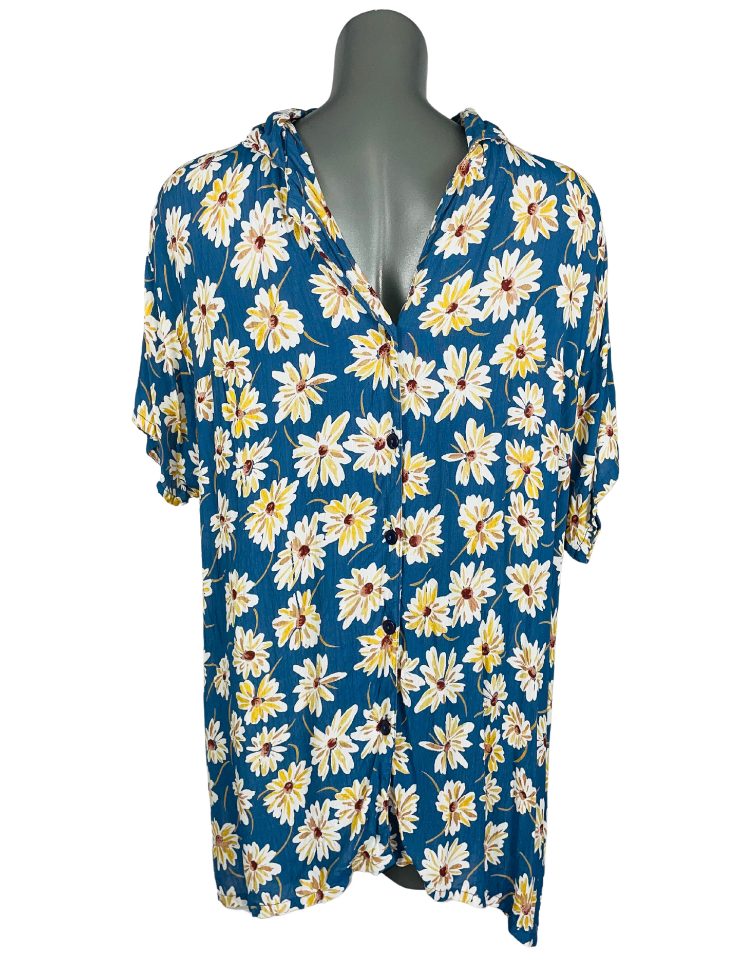 BLUE AND YELLOW FLOWER PATTERN XXL