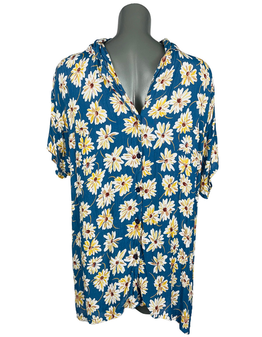 BLUE AND YELLOW FLOWER PATTERN XXL