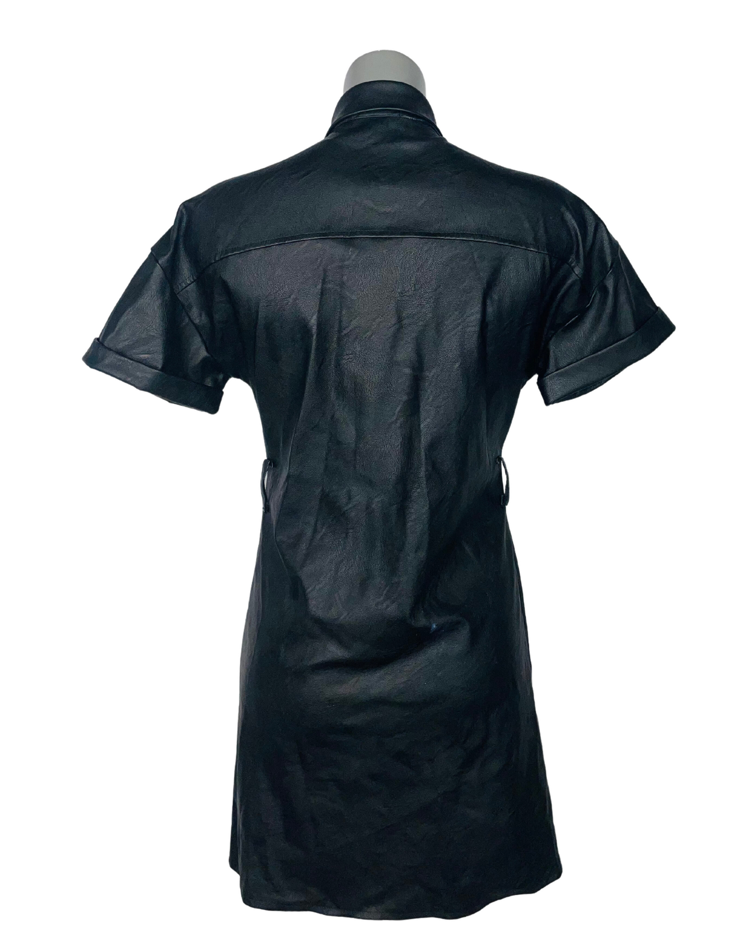 BLACK LEATHER TYPE DRESS MEDIUM