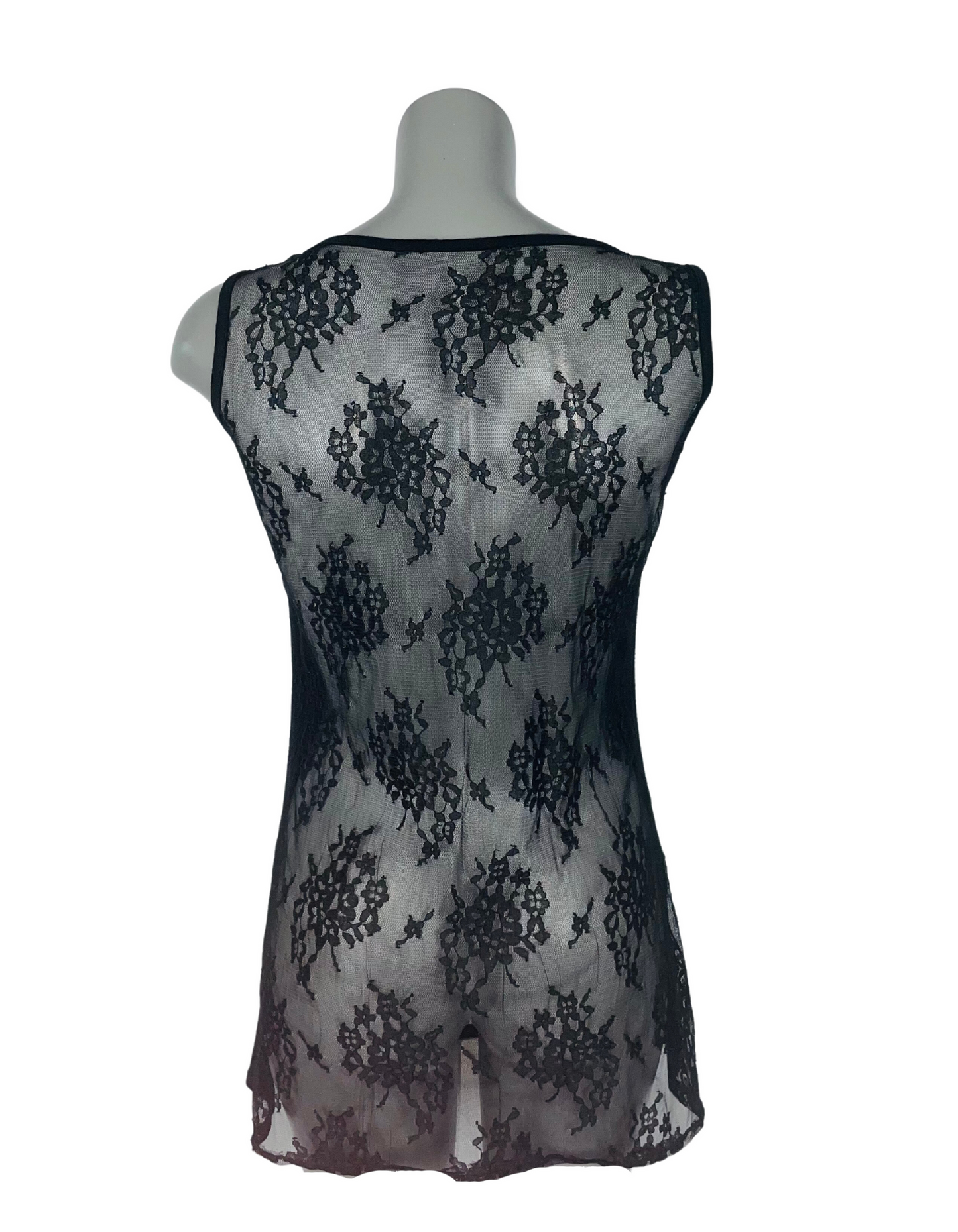 BLACK MESH FLOWER PRINT VEST SIZE 12