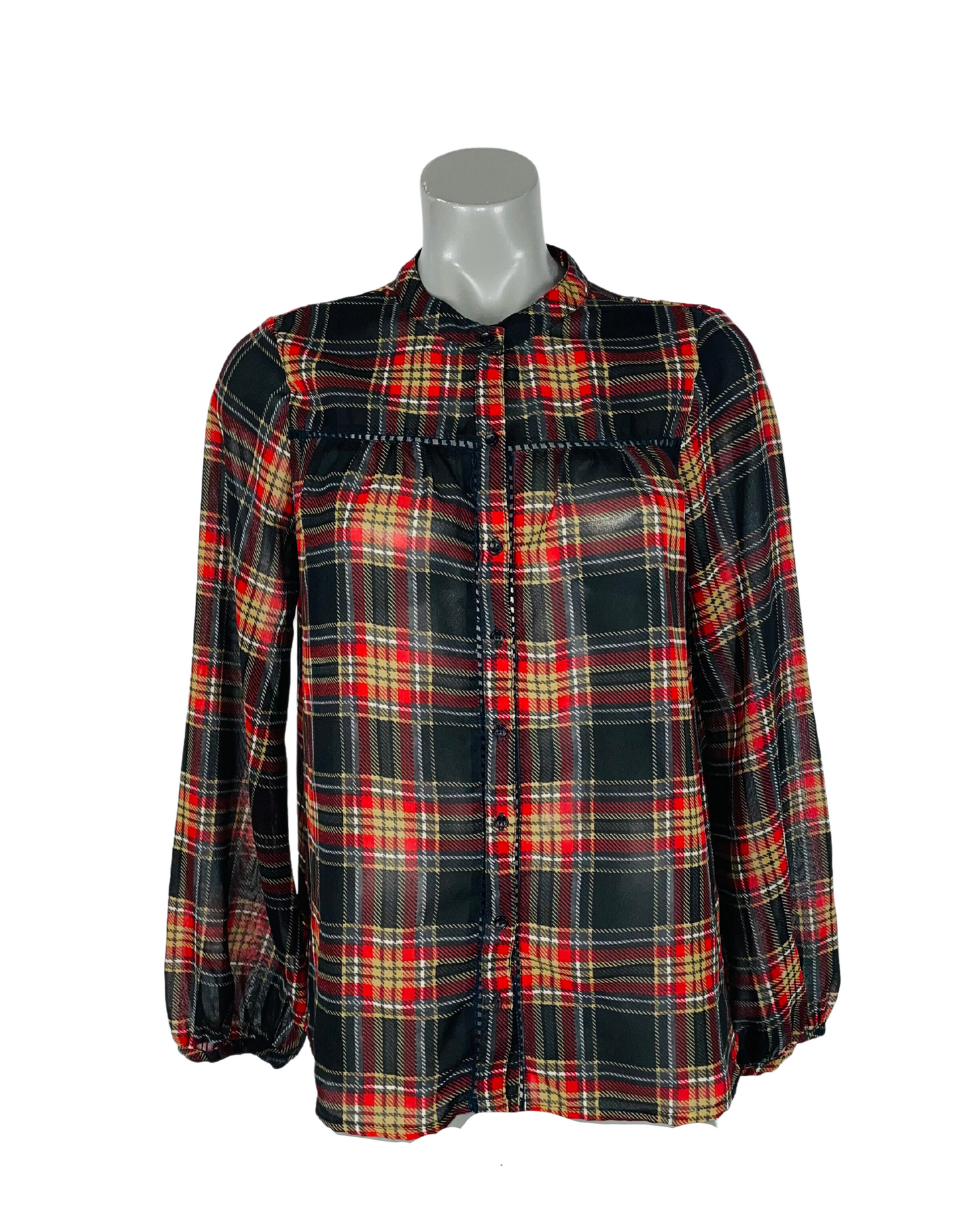 CHECKERED RIVER ISLAND BLOUSE SIZE 10