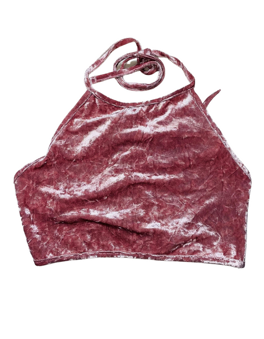 PINK VELOUR CROP TOP SMALL
