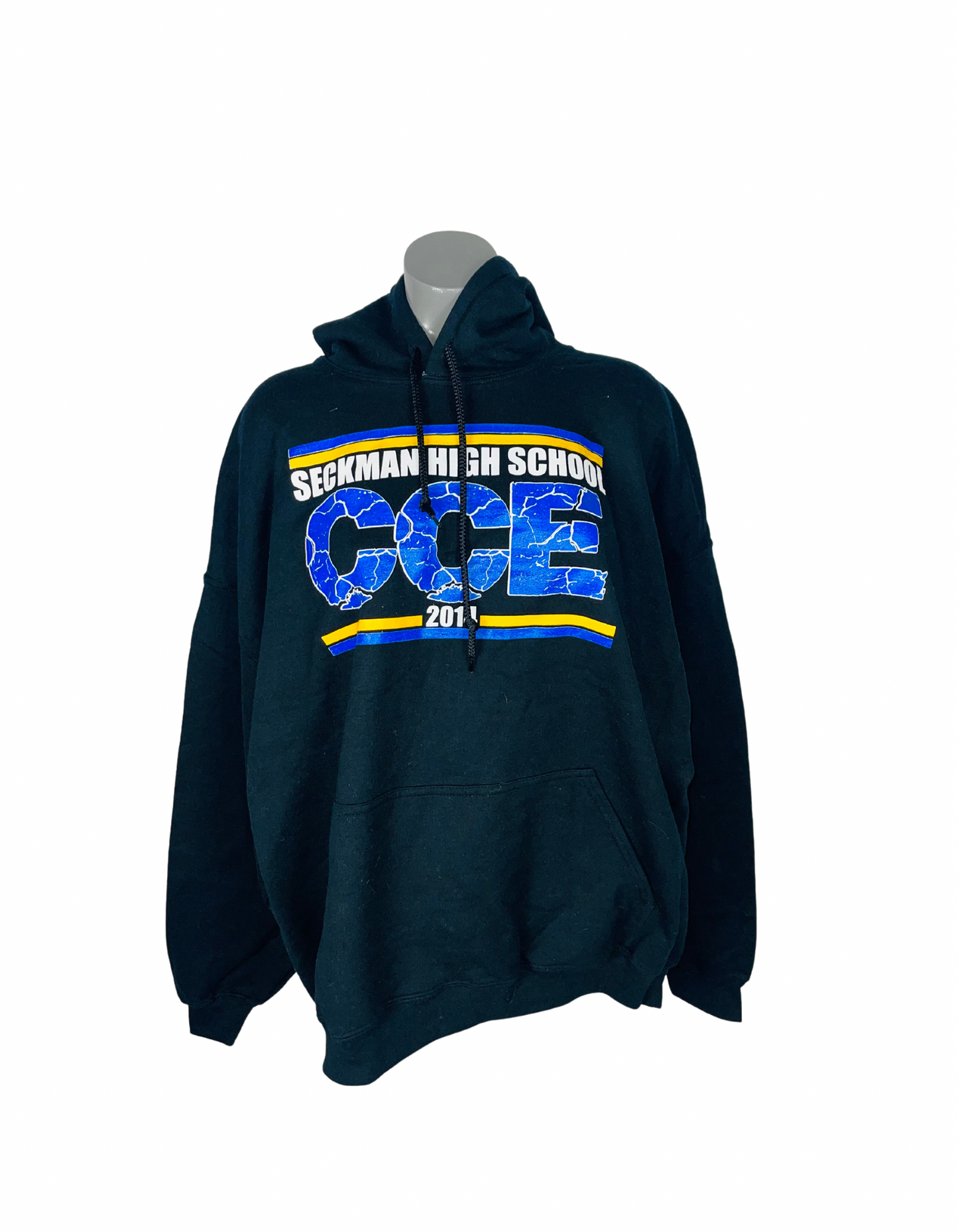 BLACK AND BLUE LOGO HOODIE SIZE 2XL