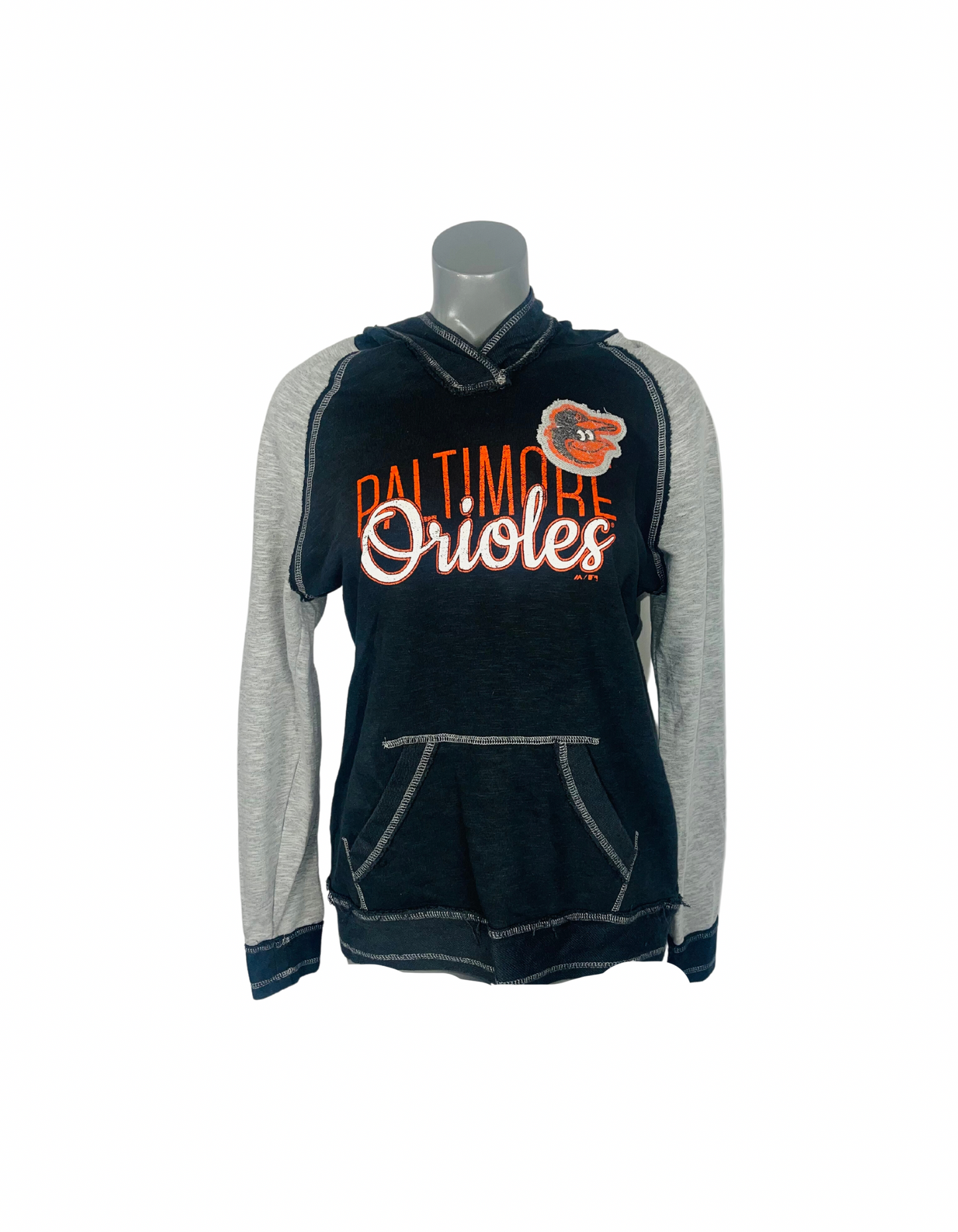 BLACK AND GREY LOGO HOODIE SIZE M