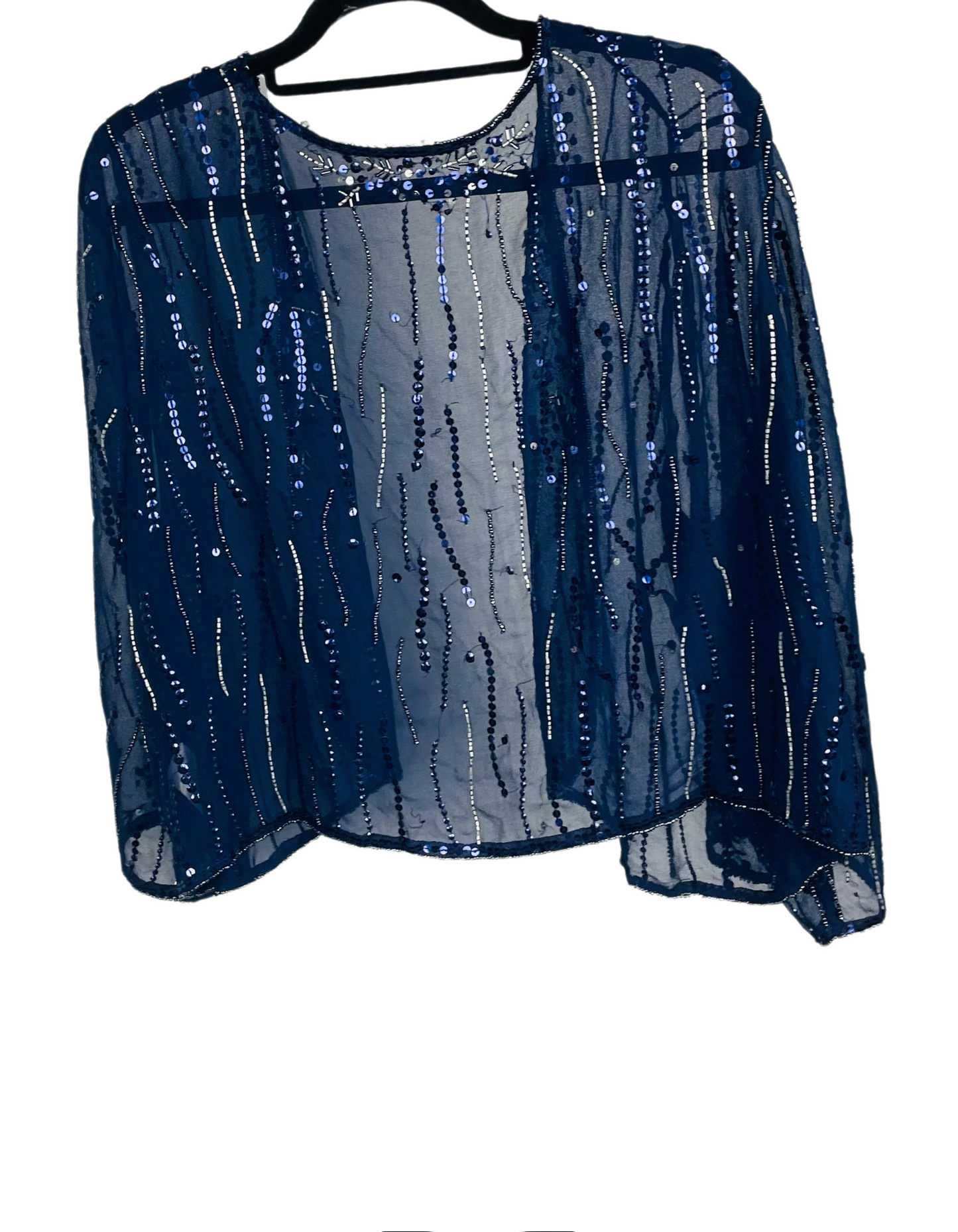 BLUE MESH STYLE CROPPED JACKET SIZE 20