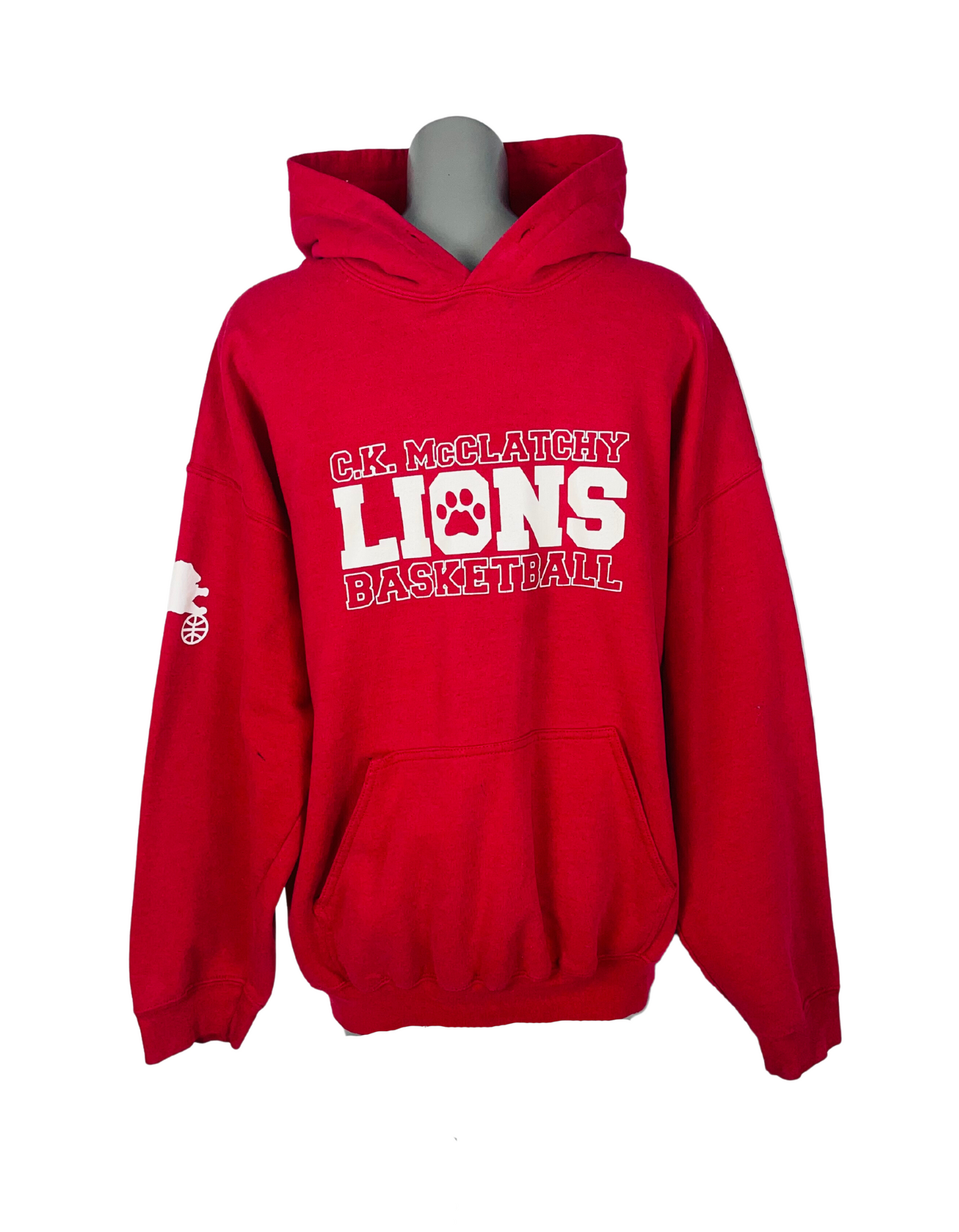 RED BASKETBALL LOGO HOODIE XL