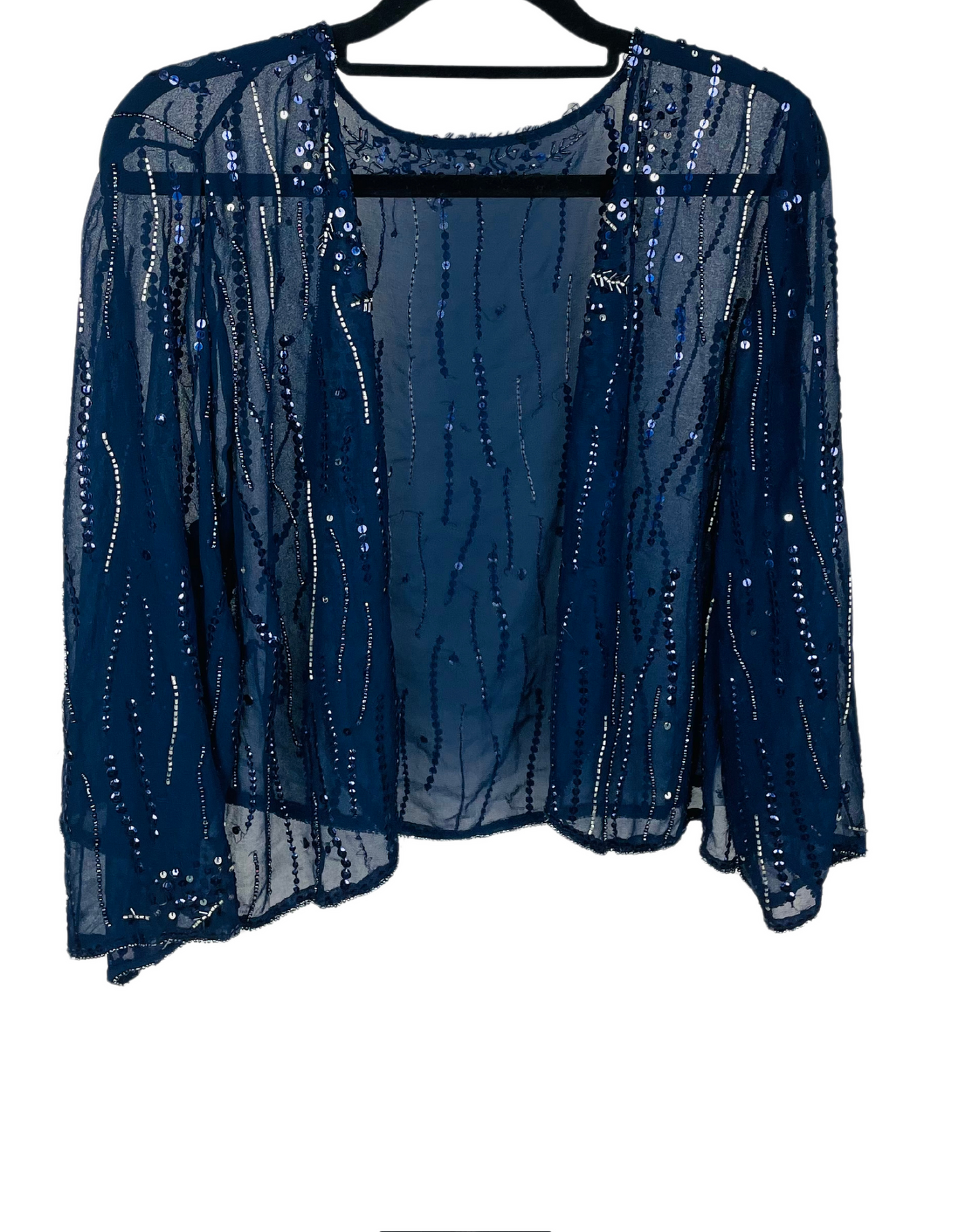 BLUE MESH STYLE CROPPED JACKET SIZE 20