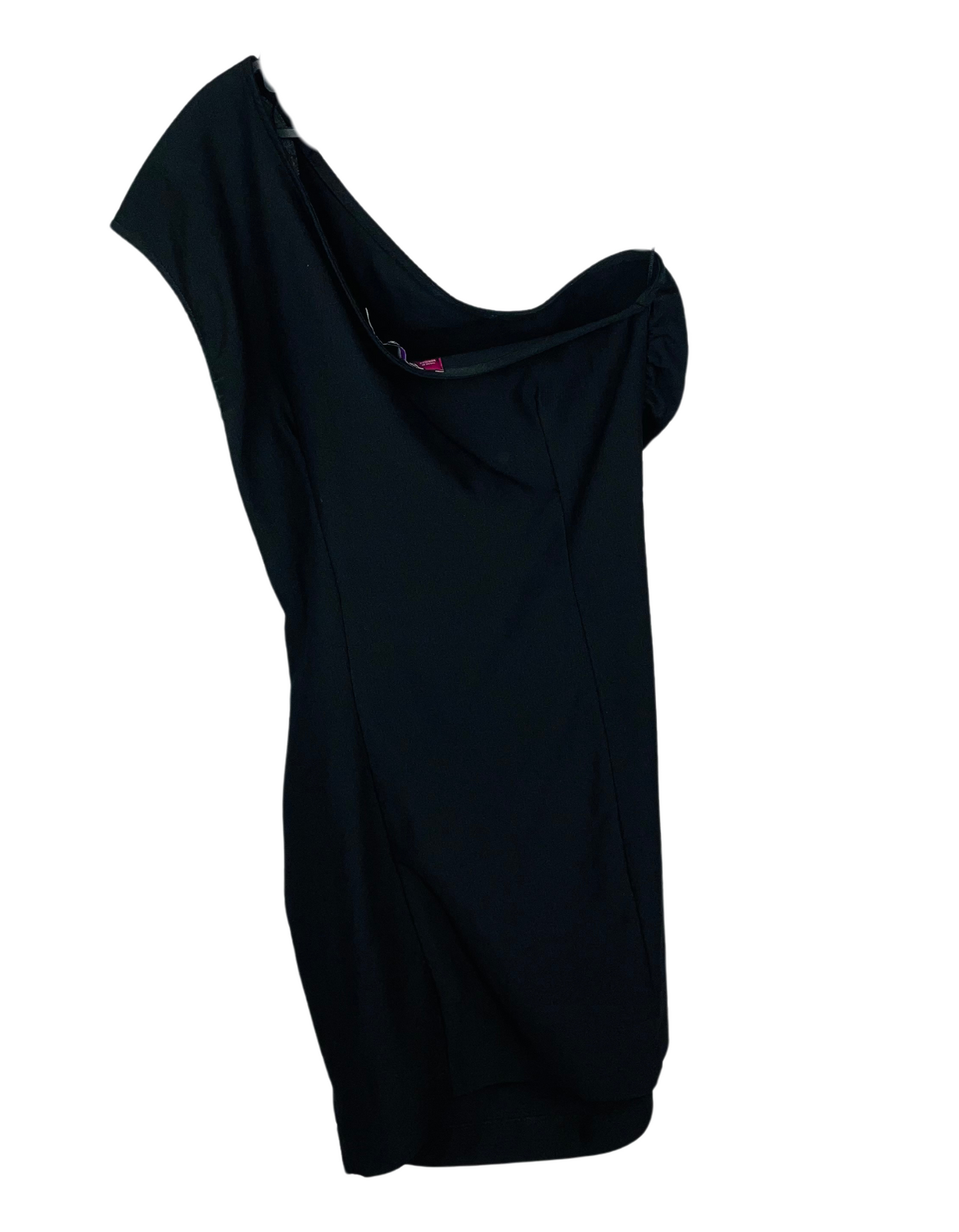BLACK ONE SHOULDER TRF DRESS MEDIUM